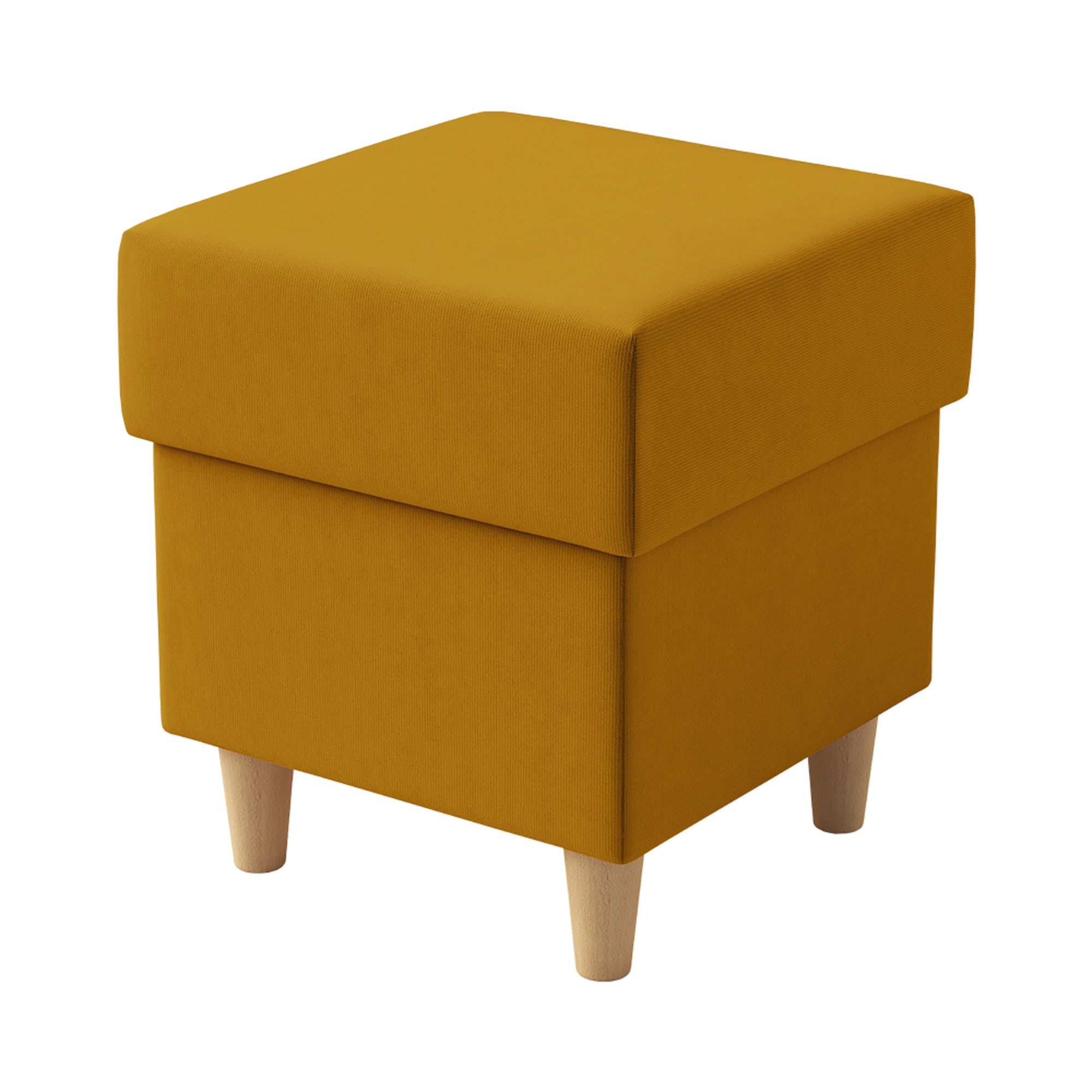 Pufa na drewnianych nóżkach Rewaills musztardowa - zdjęcie 1