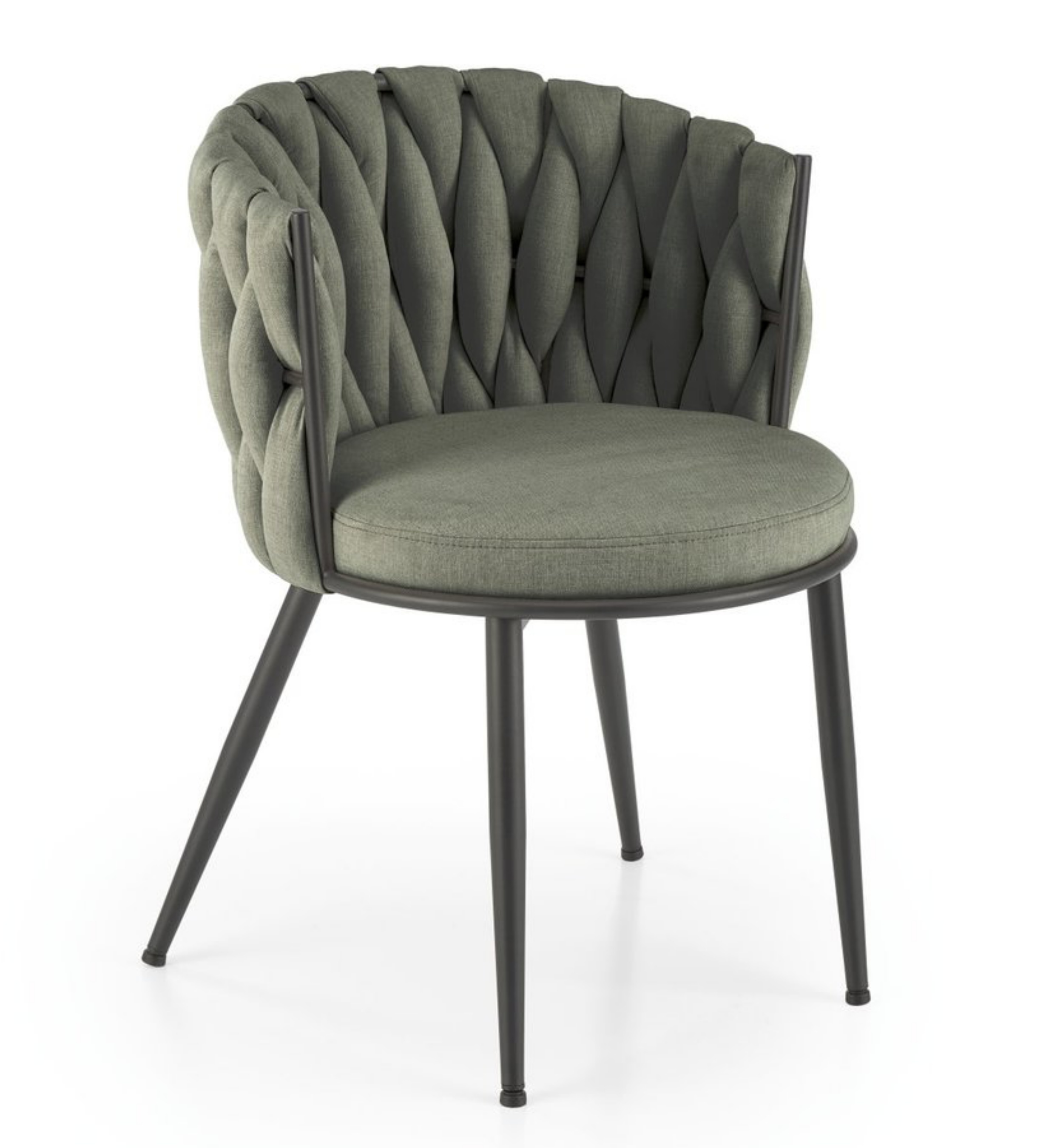 Krzesło tapicerowane Manvers oliwkowe na czarnej podstawie - zdjęcie 1
