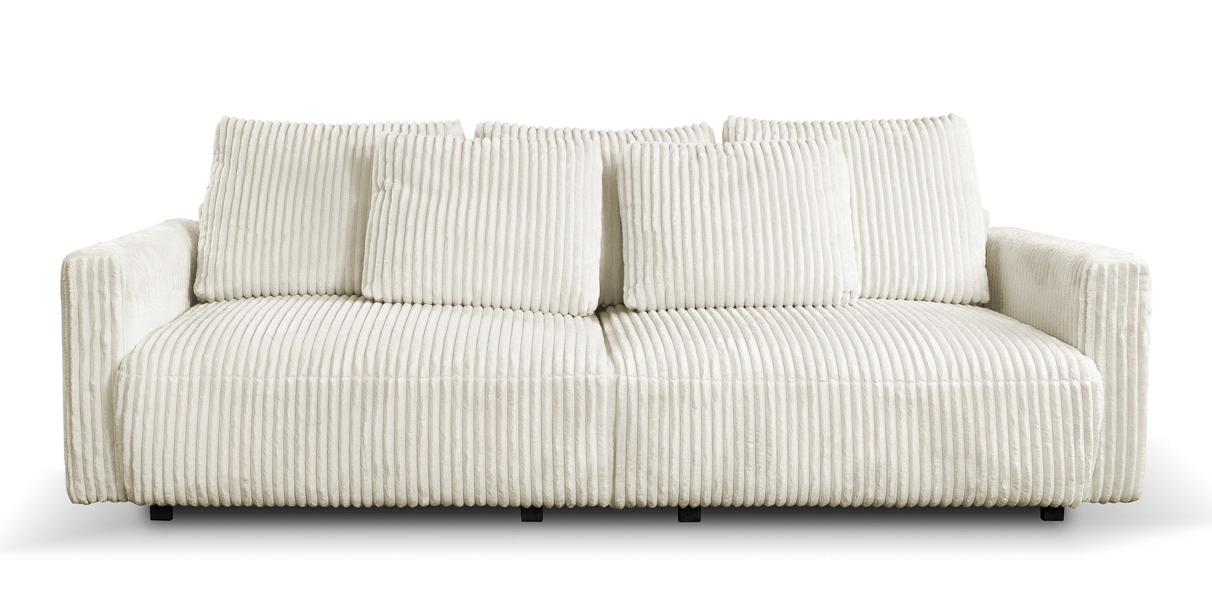 Kanapa rozkładana Megamo z funkcją  spania i z pojemnikiem na pościel kremowa sztruks - zdjęcie 1