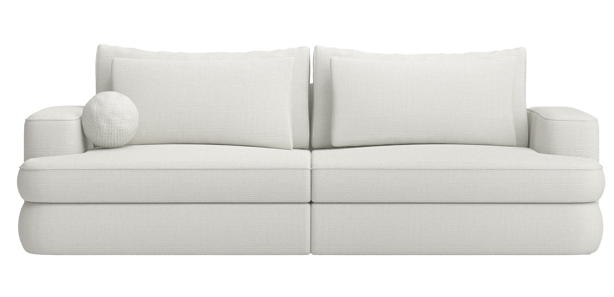 Kanapa rozkładana trzyosobowa Melio z pojemnikiem kremowa plecionka - zdjęcie 1