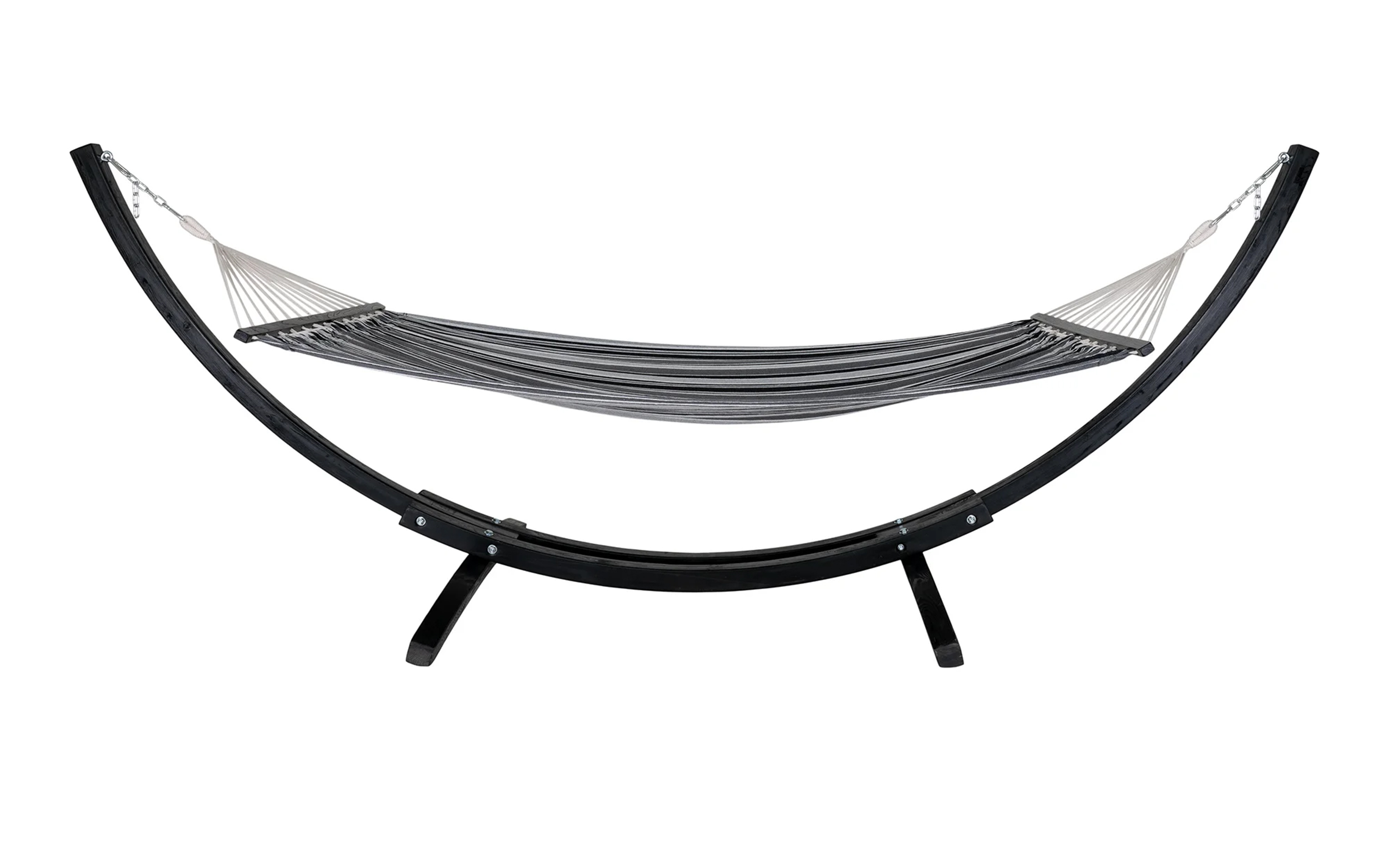 Hamak Tremice 320 cm z drewnianym stelażem czarny/szary - zdjęcie 1