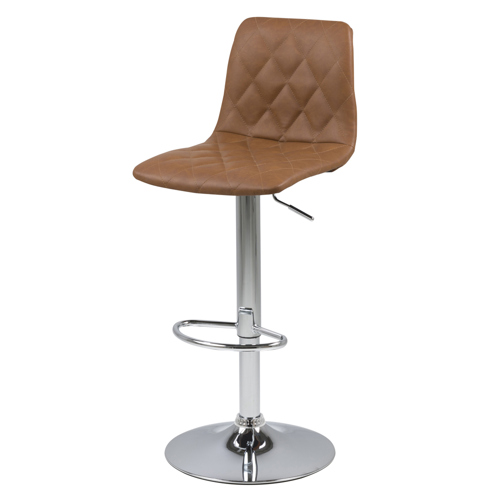 Hoker tapicerowany Elengi jasnobrązowa ekoskóra na chromowanej nodze - zdjęcie 1