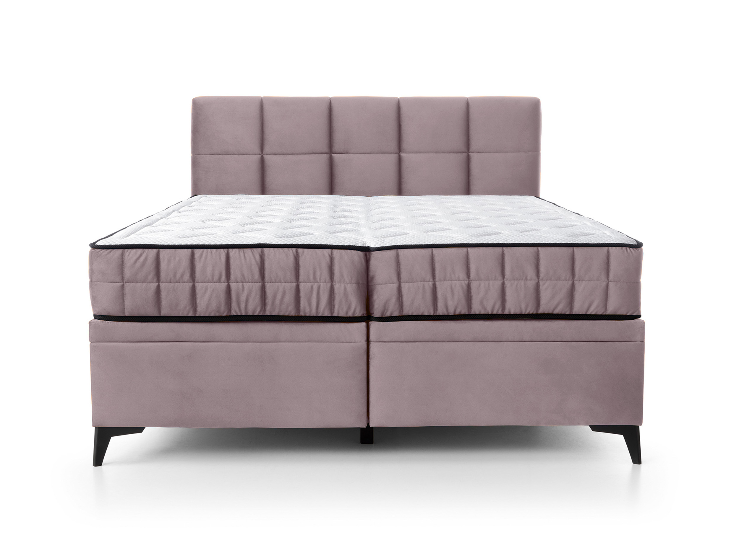 Łóżko kontynentalne 160x200 cm Beriano z pojemnikami i materacem wrzosowe welur - zdjęcie 1