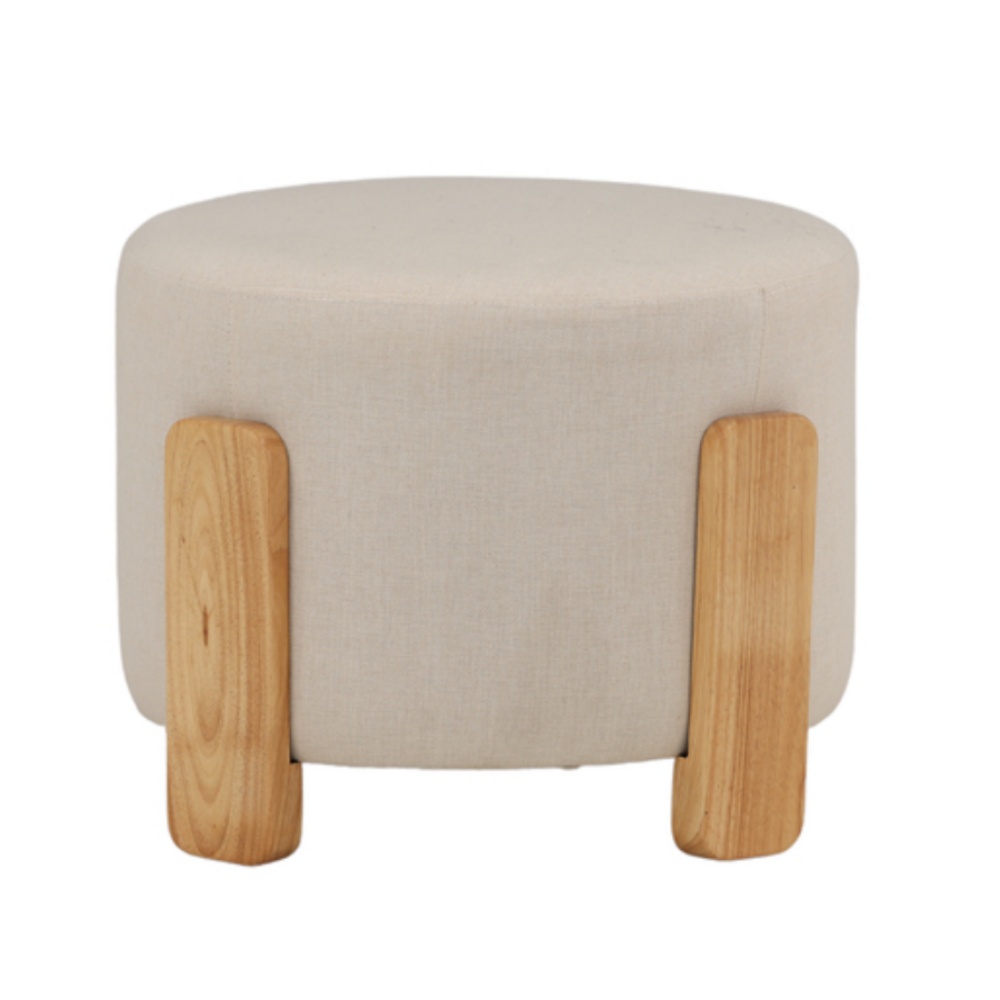 Pufa na drewnianych nóżkach Perices tkanina beżowa - zdjęcie 1