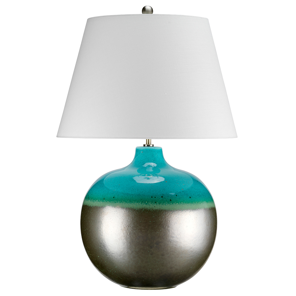 Lampa stołowa Legga z porcelany średnica 46 cm turkusowa - zdjęcie 1
