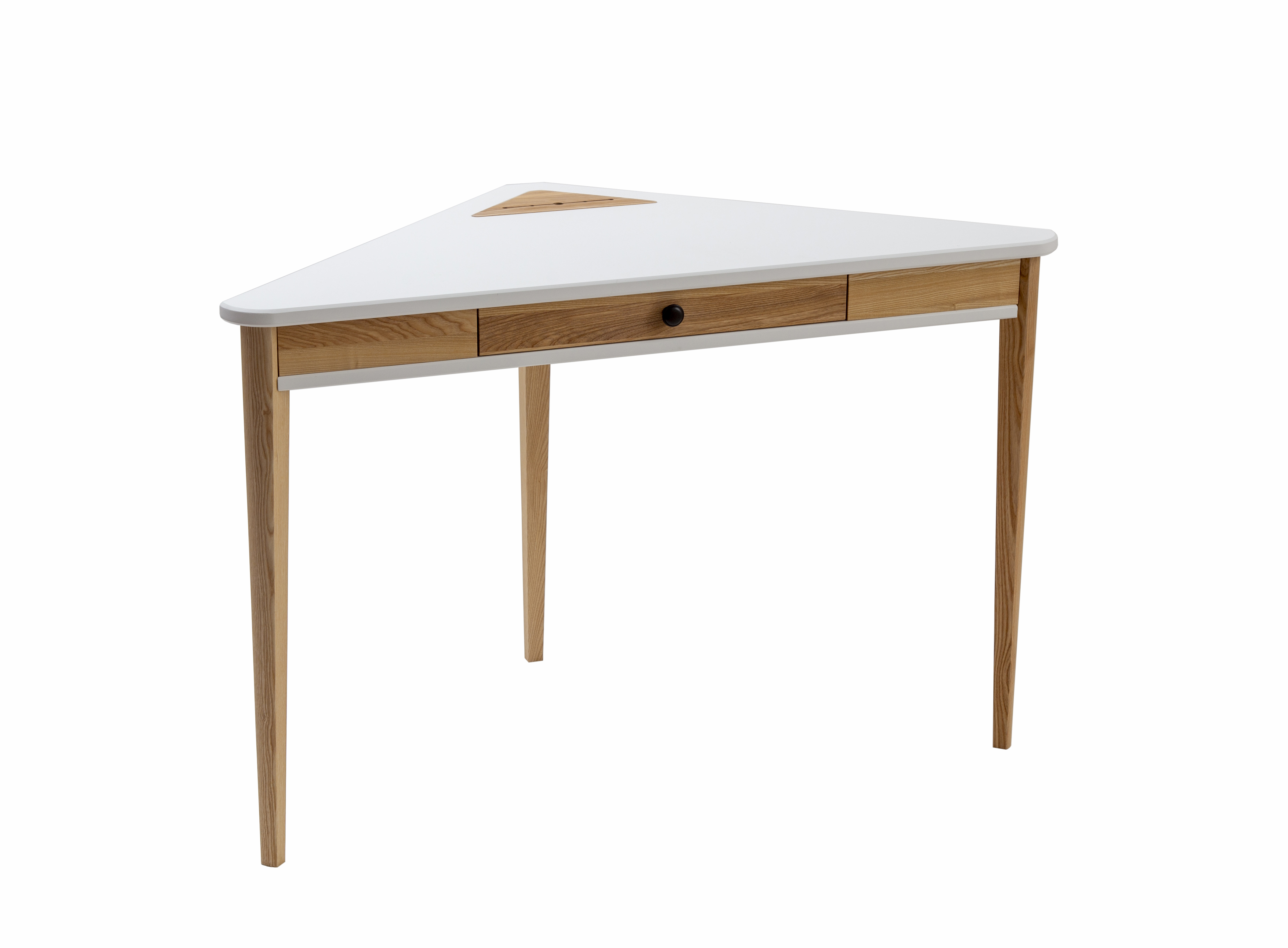 Biurko narożne Ashme 114x85 cm z szufladą Biały - zdjęcie 1