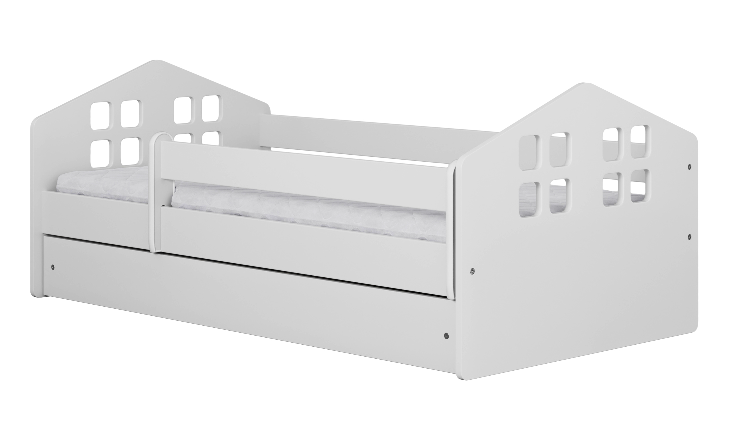 Łóżko dziecięce Bubup 180x80 cm z szufladą i materacem białe - zdjęcie 1