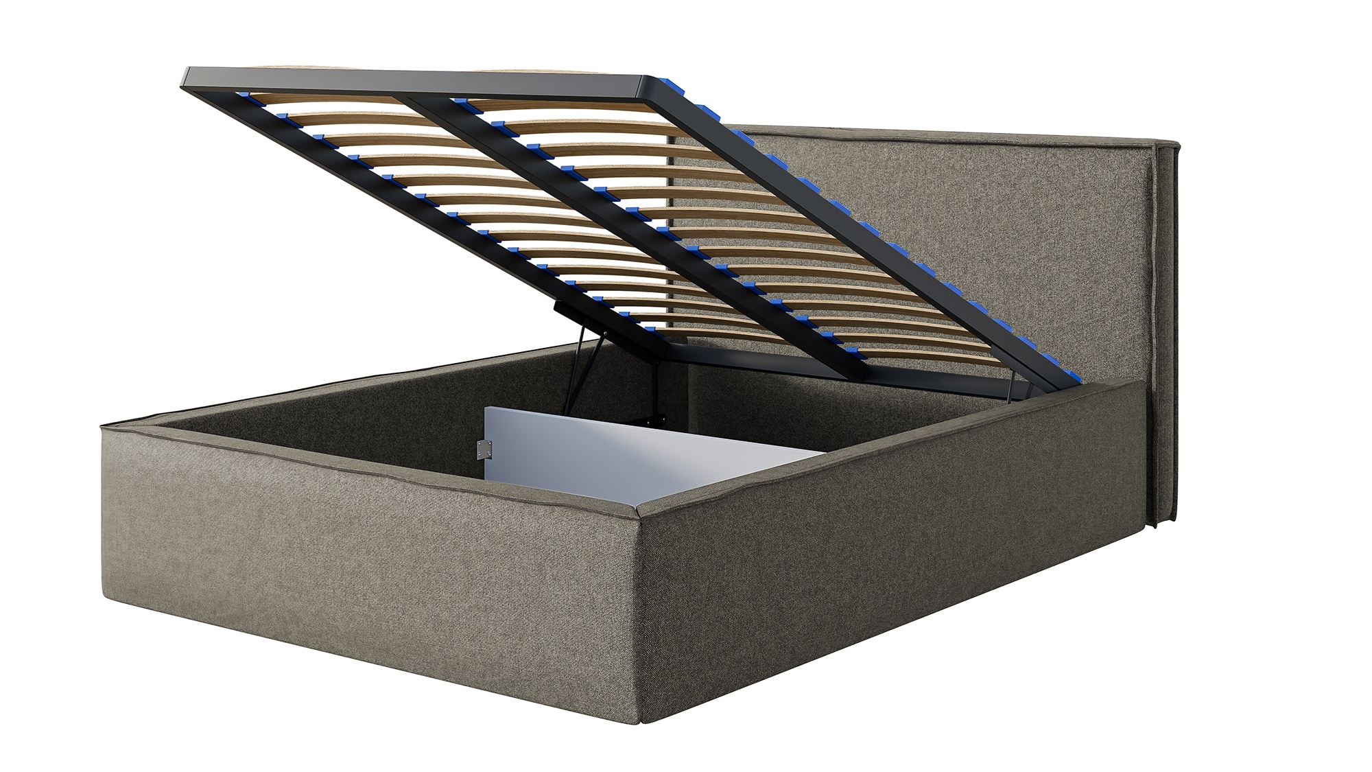 Łóżko tapicerowane 180x200 cm Lucera z pojemnikiem brązowe szenil