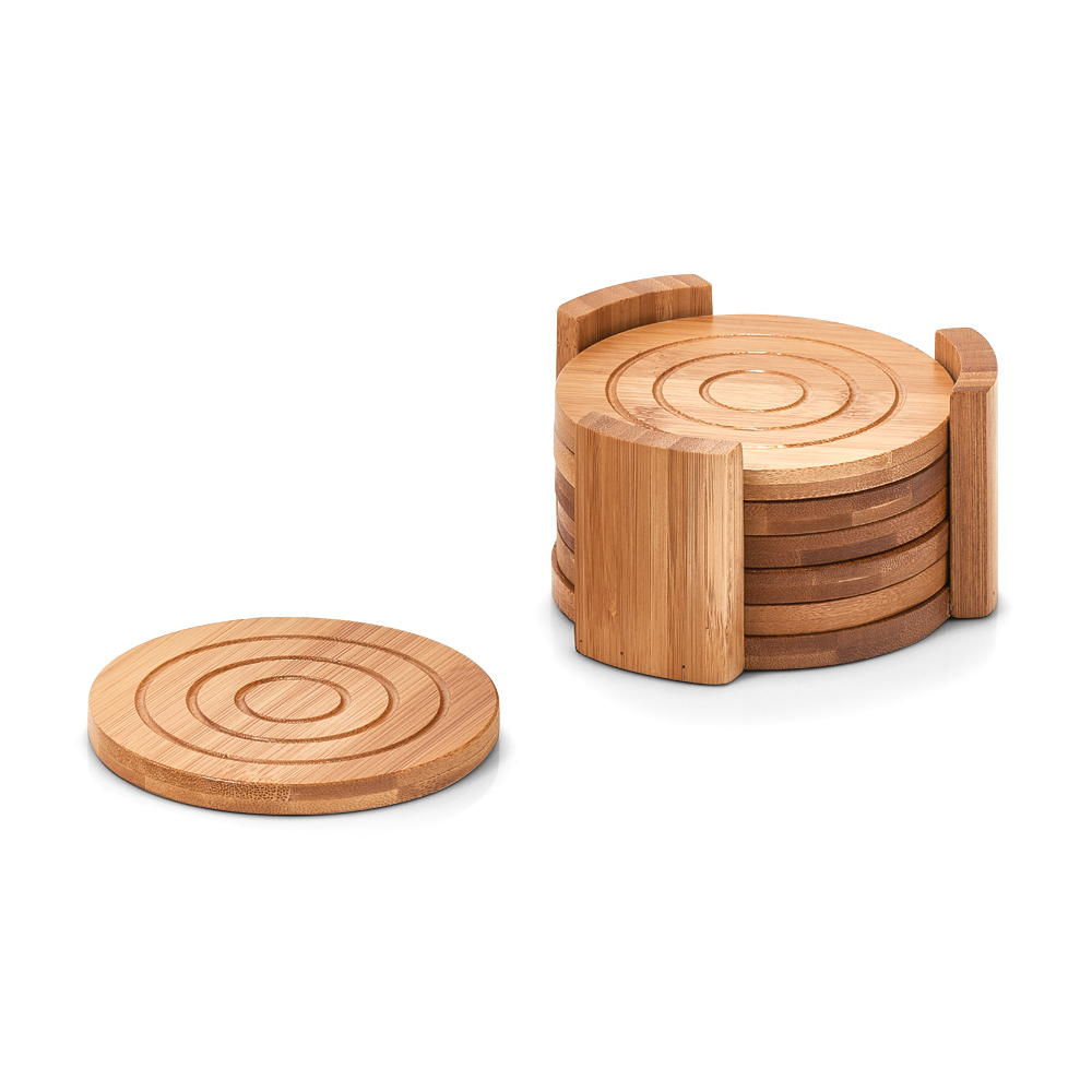 Zestaw siedmiu podkładek pod kubek Wondle z bambusa - zdjęcie 1