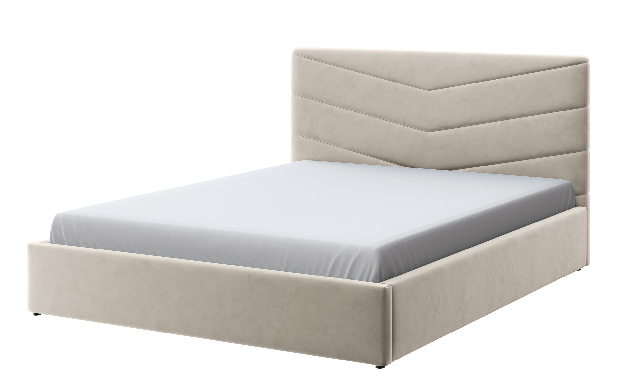 Łóżko tapicerowane Lottaro kremowe 140x200 z pojemnikiem stelaż metalowy podnośnik gazowy welur - zdjęcie 1