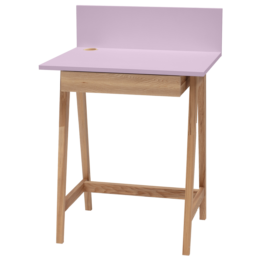 Biurko drewniane Luka 65x50 cm z szufladą Różowy - zdjęcie 4