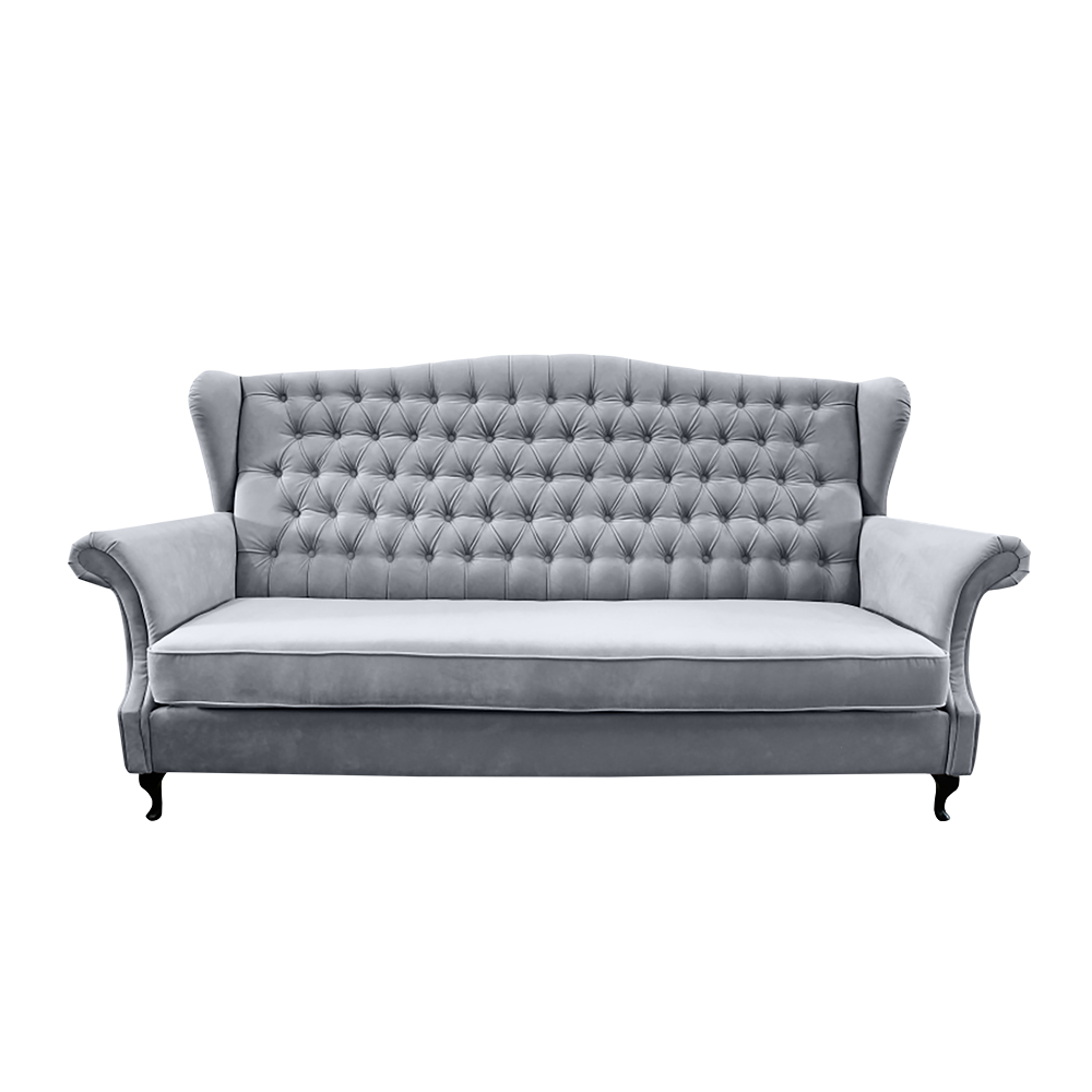 Sofa trzyosobowa Bruno z pikowanym oparciem szara - zdjęcie 1