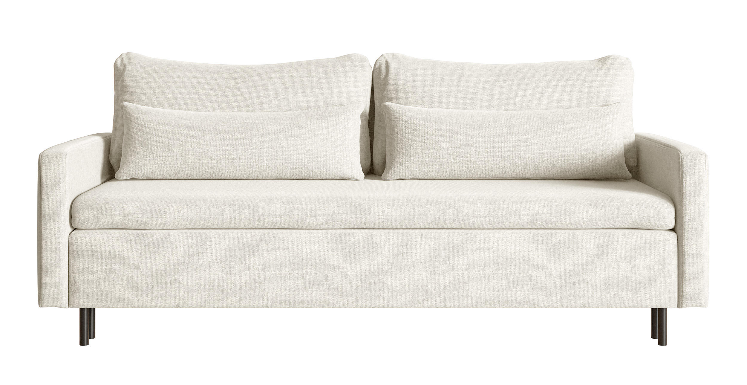 Kanapa rozkładana trzyosobowa Umpro z pojemnikiem kremowy szenil - zdjęcie 1