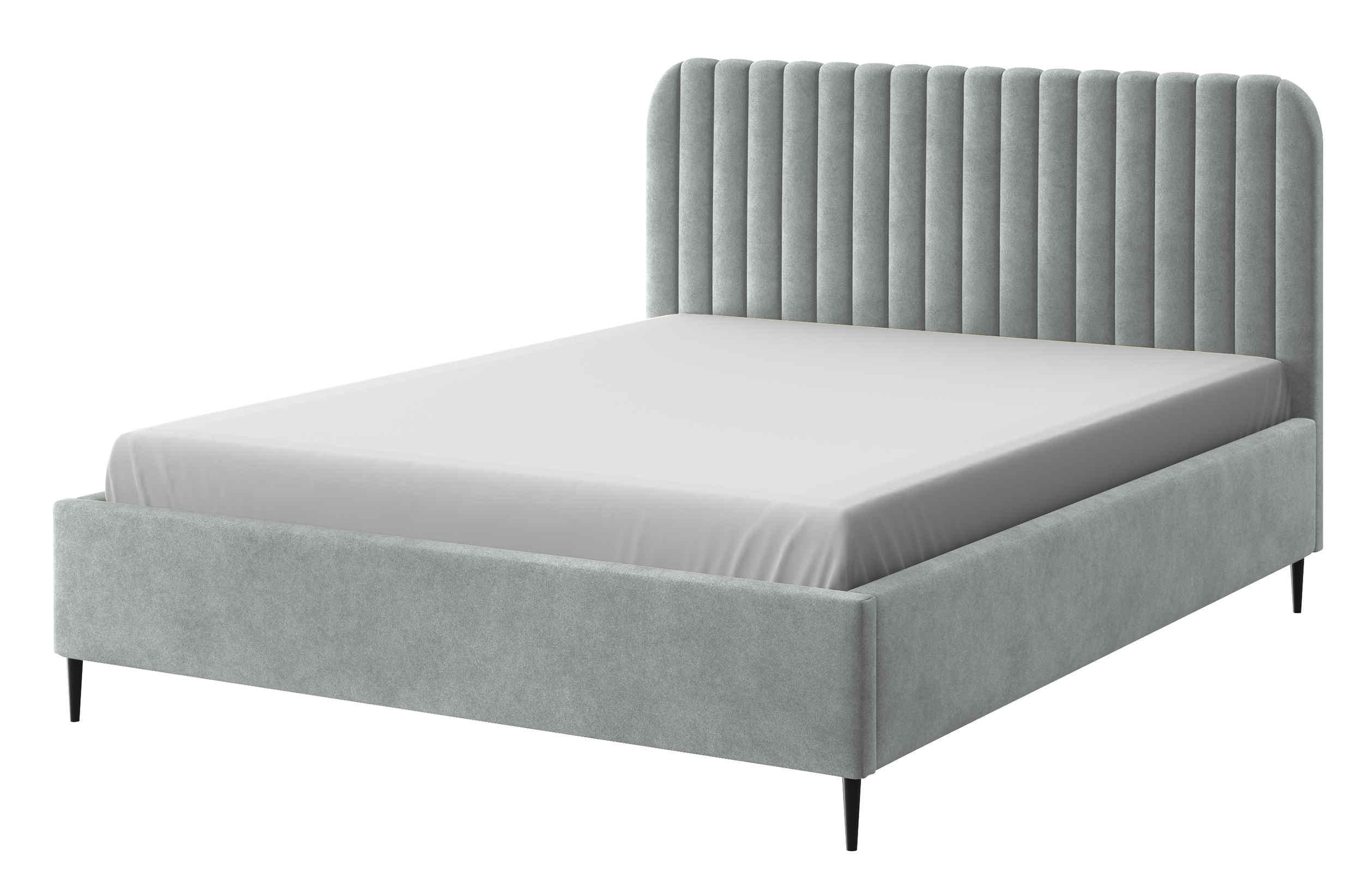 Łózko tapicerowane Rosillo szare 160x200 stelaż metalowy welur