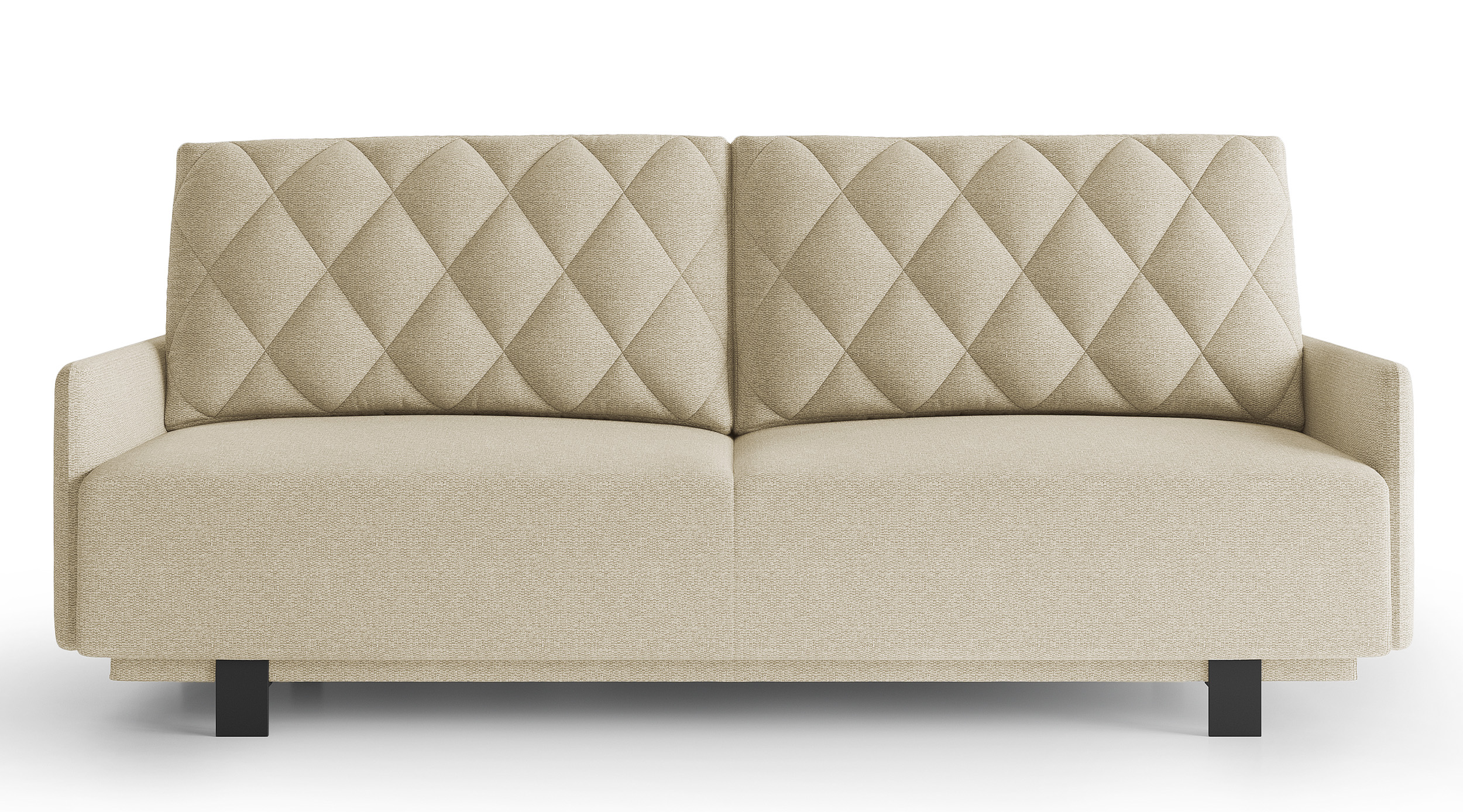 Kanapa rozkładana trzyosobowa Tagore z pojemnikiem beżowa plecionka hydrofobowa - zdjęcie 1