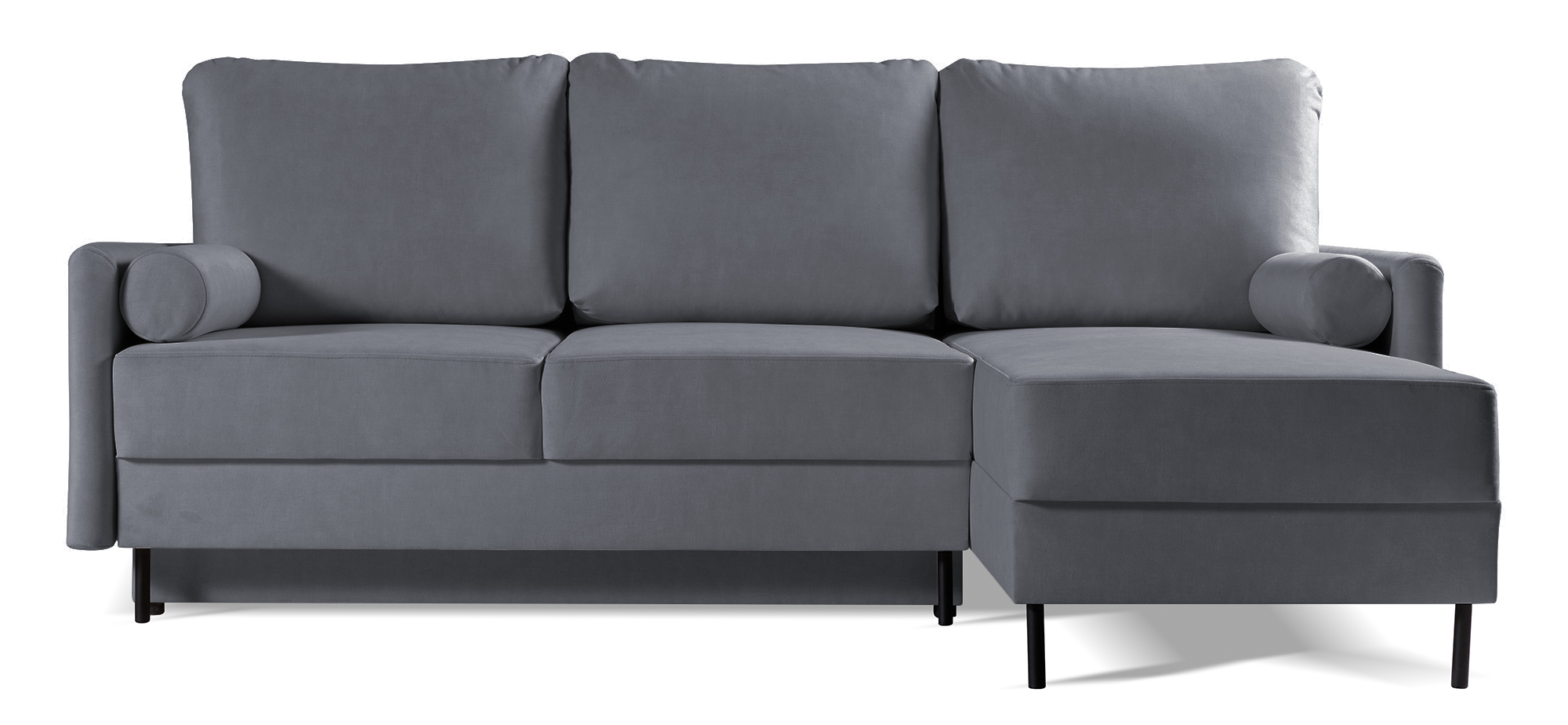 Narożnik z funkcją spania Tomonde L-kształtny z pojemnikiem uniwersalny szary velvet hydrofobowy