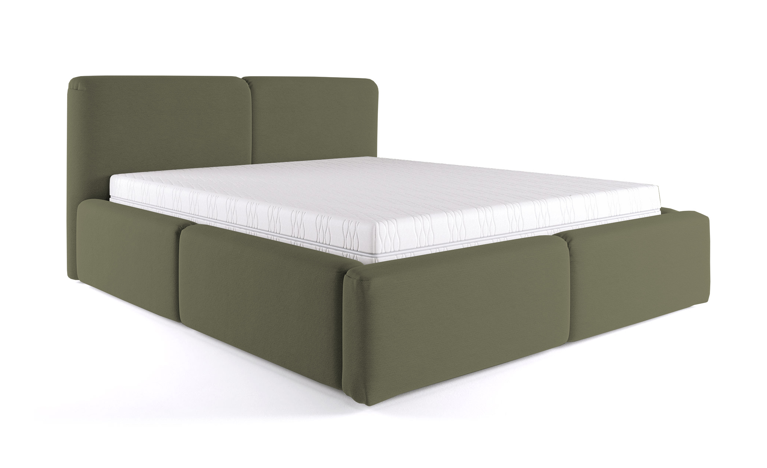 Łóżko tapicerowane 160x200 cm Papillo oliwkowe z pojemnikiem steleż metalowy podnośnik gazowy - zdjęcie 1