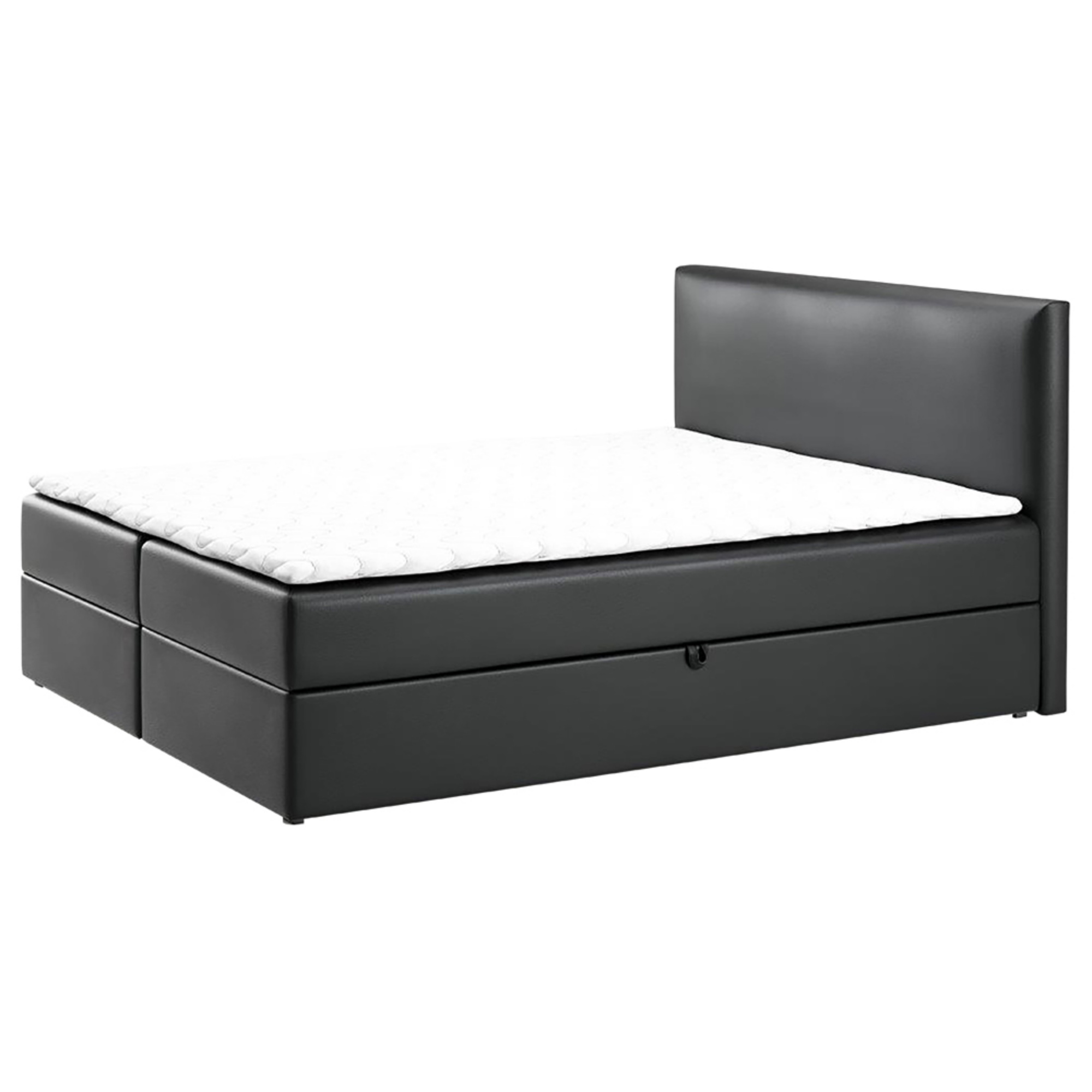 Łóżko kontynentalne 140x200 cm Argentera z pojemnikami czarna ekoskóra - zdjęcie 1