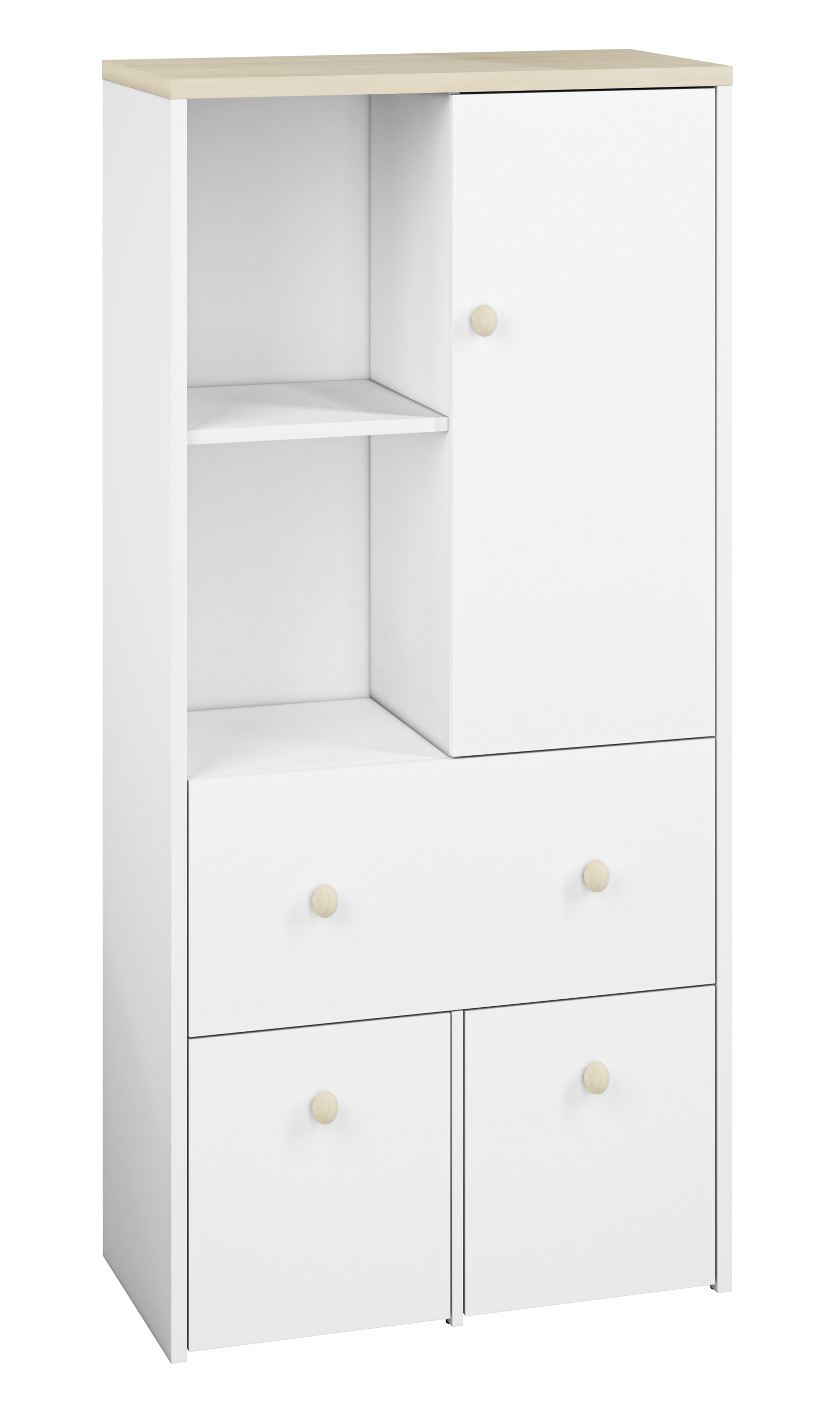 Komoda jednodrzwiowa Rettio wysoka biała/buk Fjord - zdjęcie 1