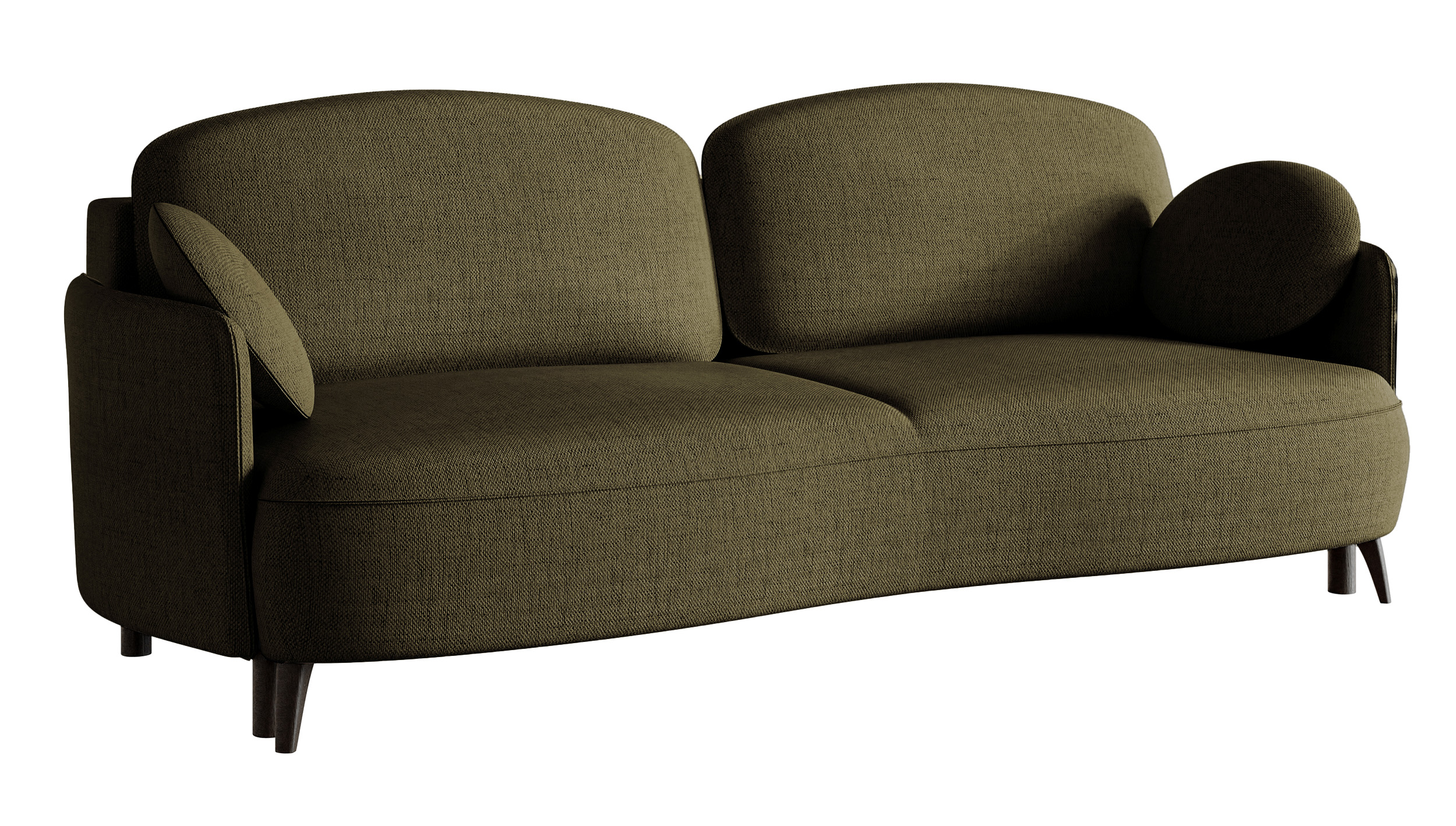 Kanapa rozkładana trzyosobowa Raviolo z pojemnikiem oliwkowa szenil hydrofobowy nóżki czarne - zdjęcie 1