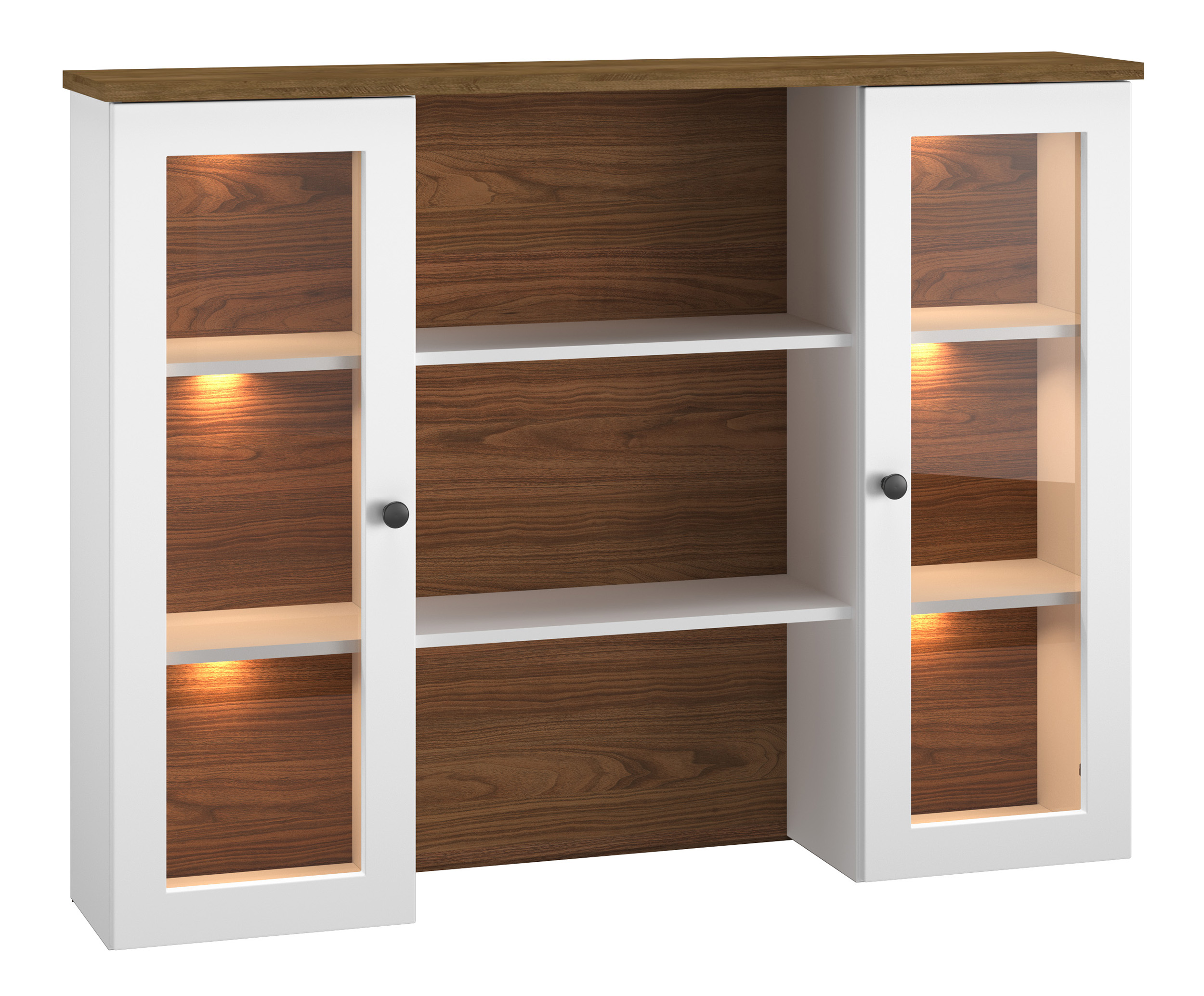 Nadstawka do komody dwudrzwiowej Mugeto biała/dąb Lefkas - zdjęcie 1