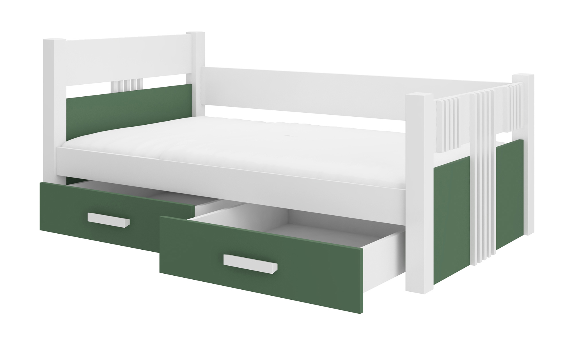 Łóżko dziecięce Toodie 180x80 białe / zieleń - zdjęcie 1