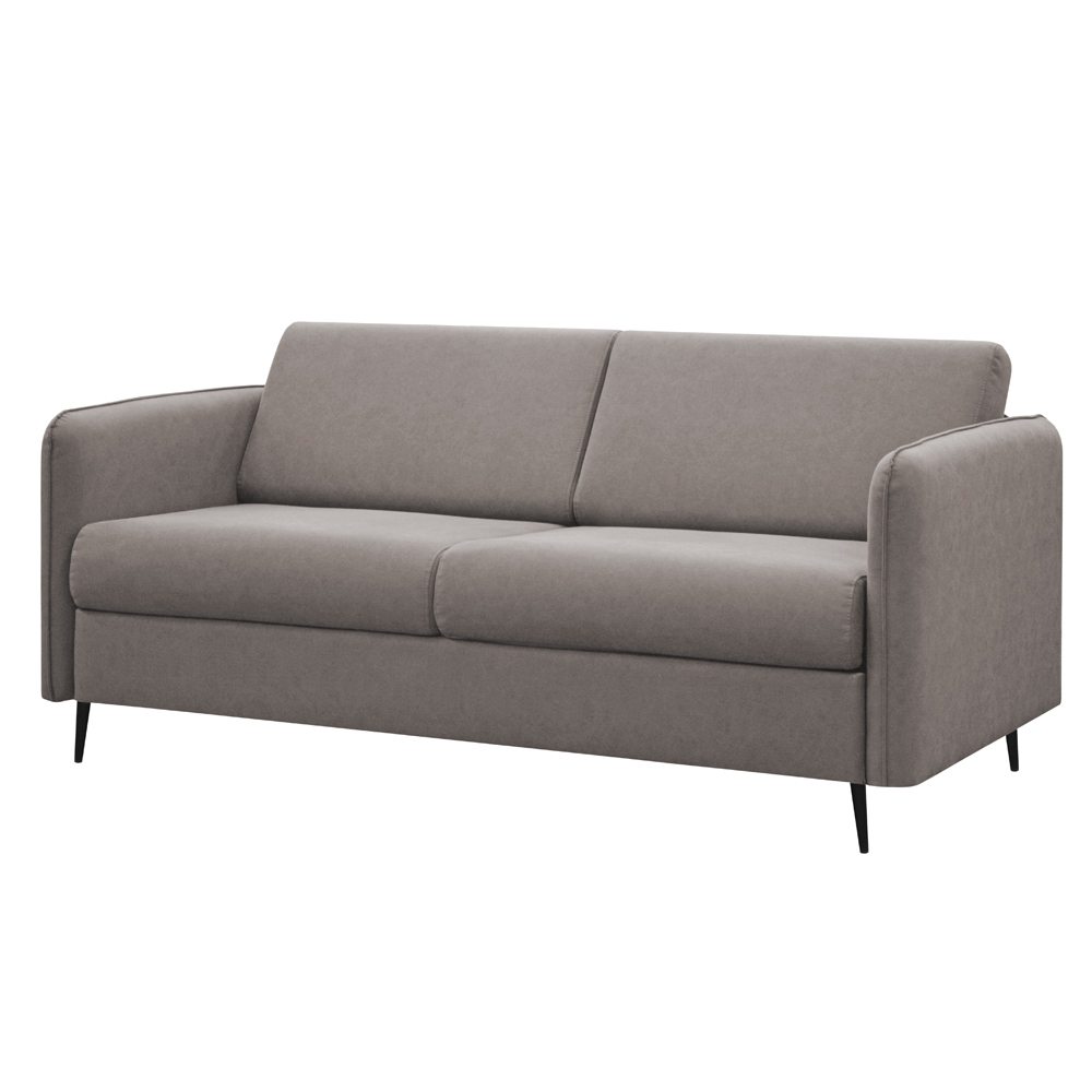 Kanapa rozkładana trzyosobowa Leners na czarnych nóżkach szary welur - zdjęcie 1