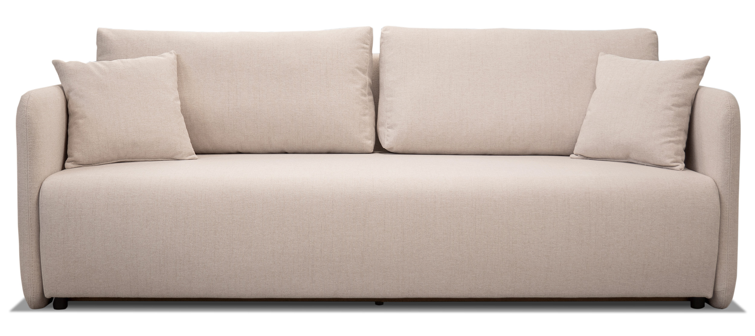 Kanapa rozkładana trzyosobowa Anvio z pojemnikiem na pościel jasnobeżowa plecionka - zdjęcie 1