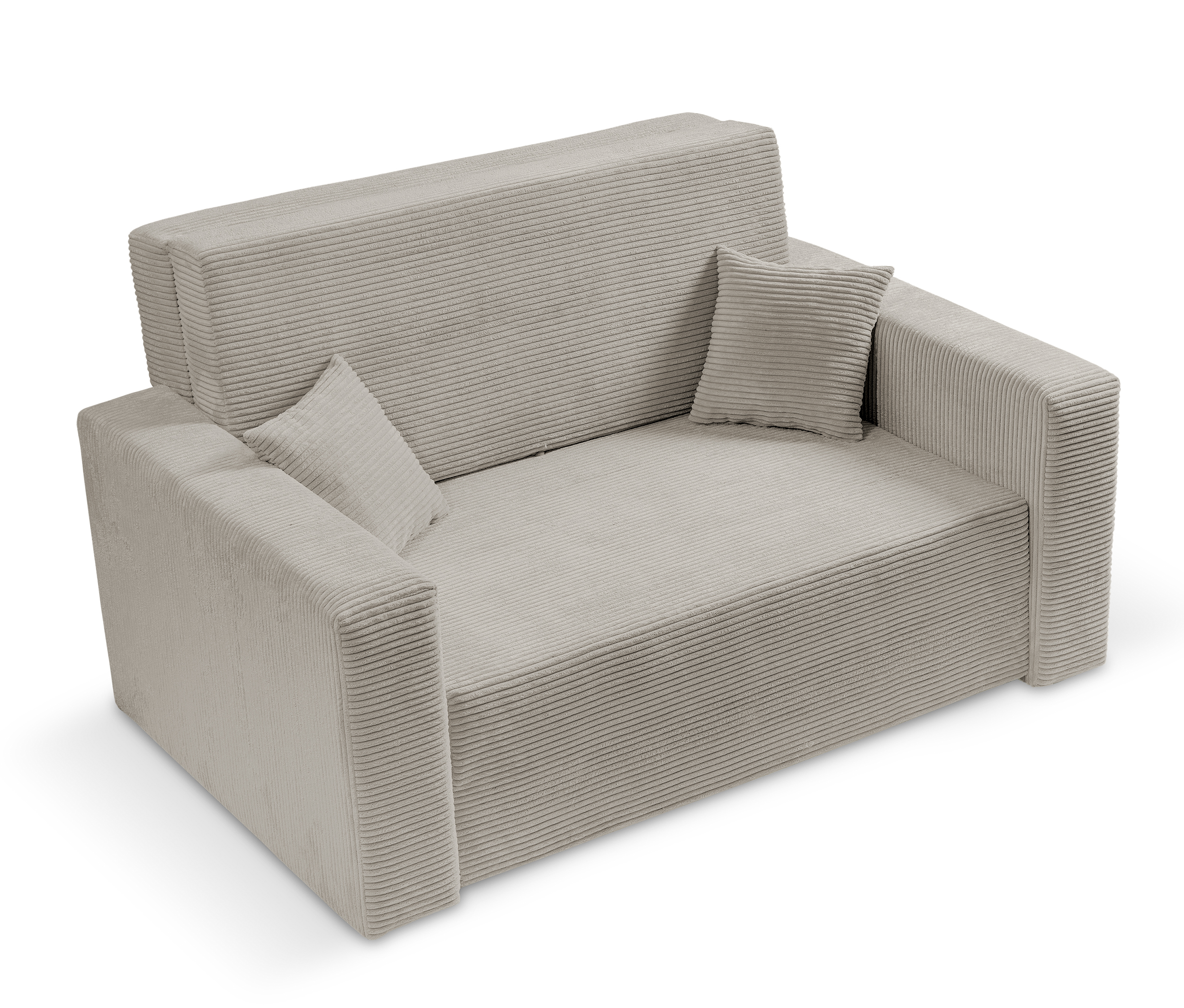 Kanapa rozkładana dwuosobowa Peroso ciemnobeżowa z pojemnikiem sztruks - zdjęcie 1