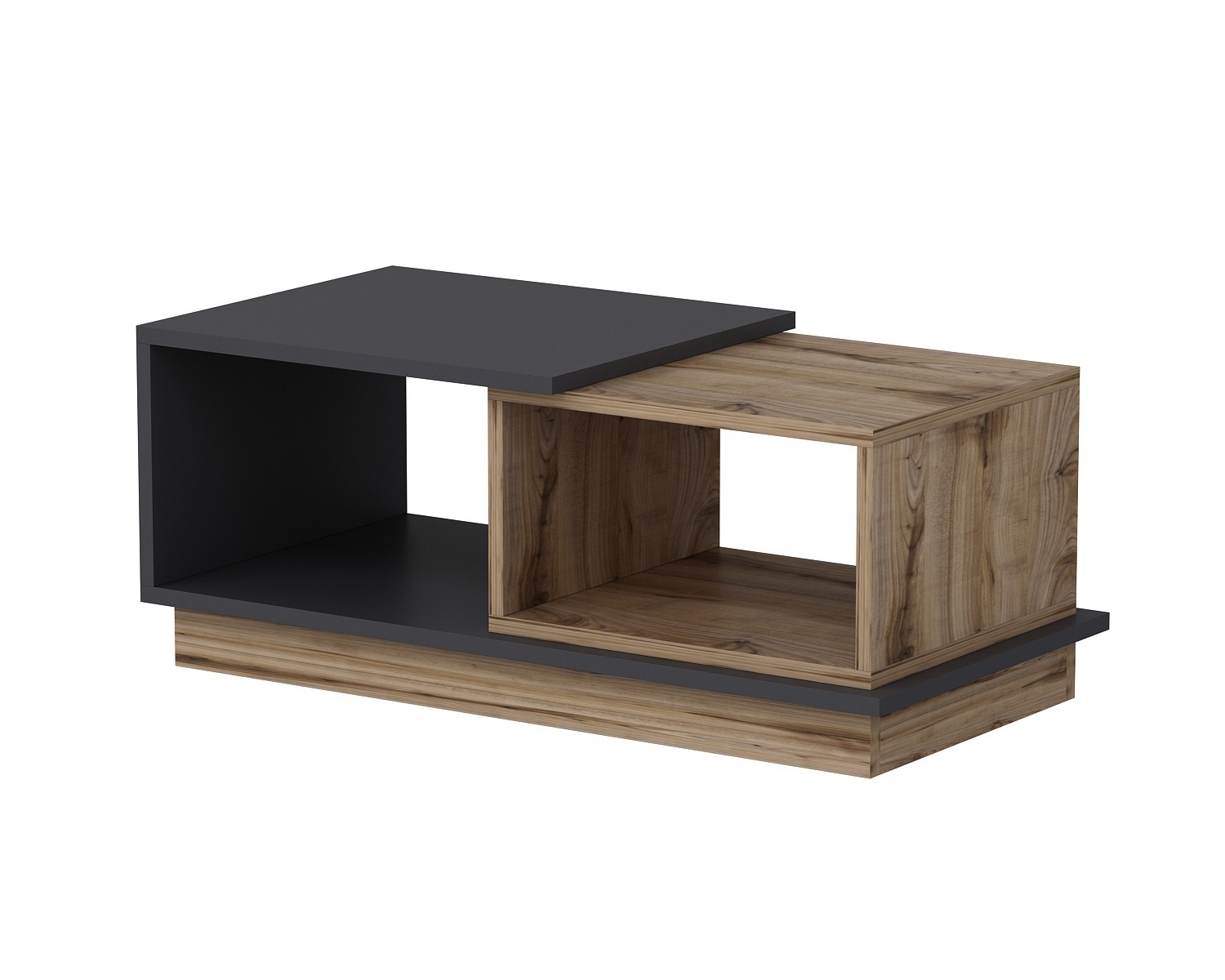 Ława nowoczesna Mistamize 90x45 cm antracyt-dąb - zdjęcie 1