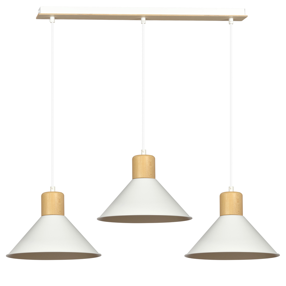 Lampa wisząca Rawn x3 stożek 86 cm biała - zdjęcie 1