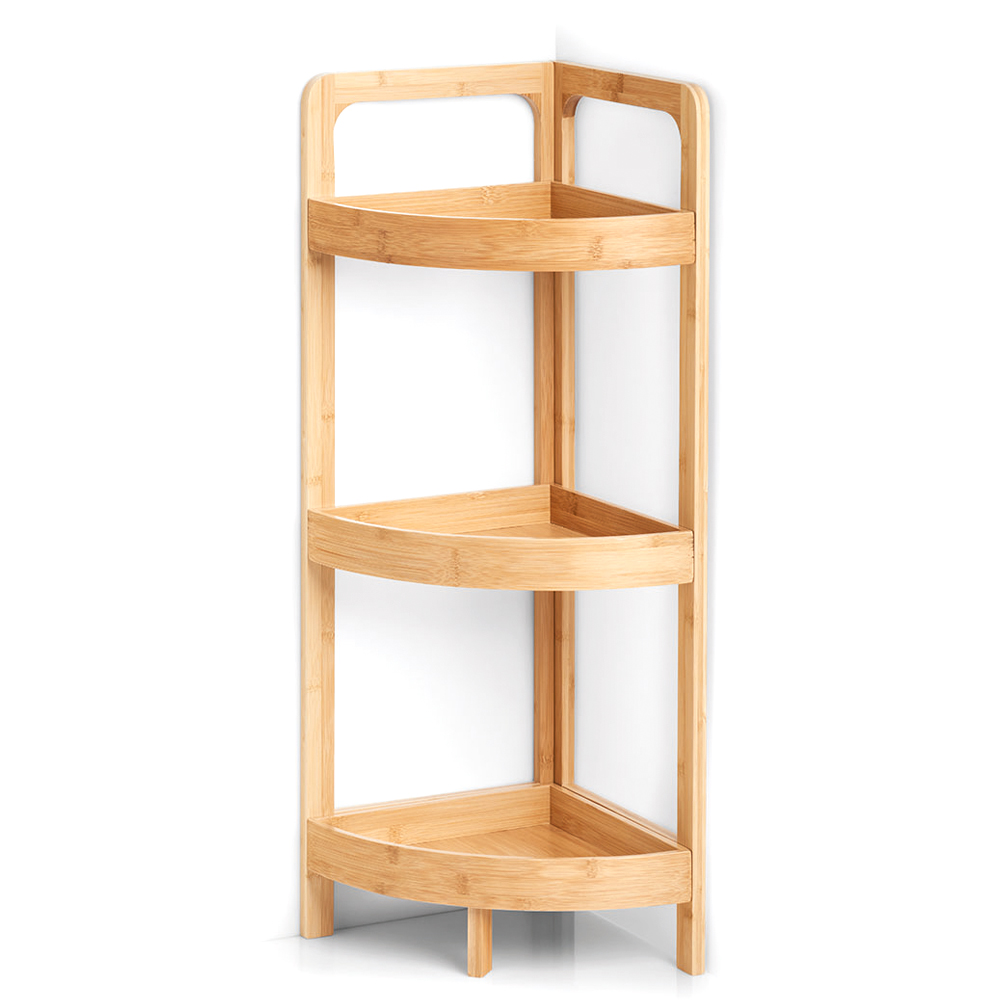 Regał narożny Battie trzypoziomowy bambus - zdjęcie 1