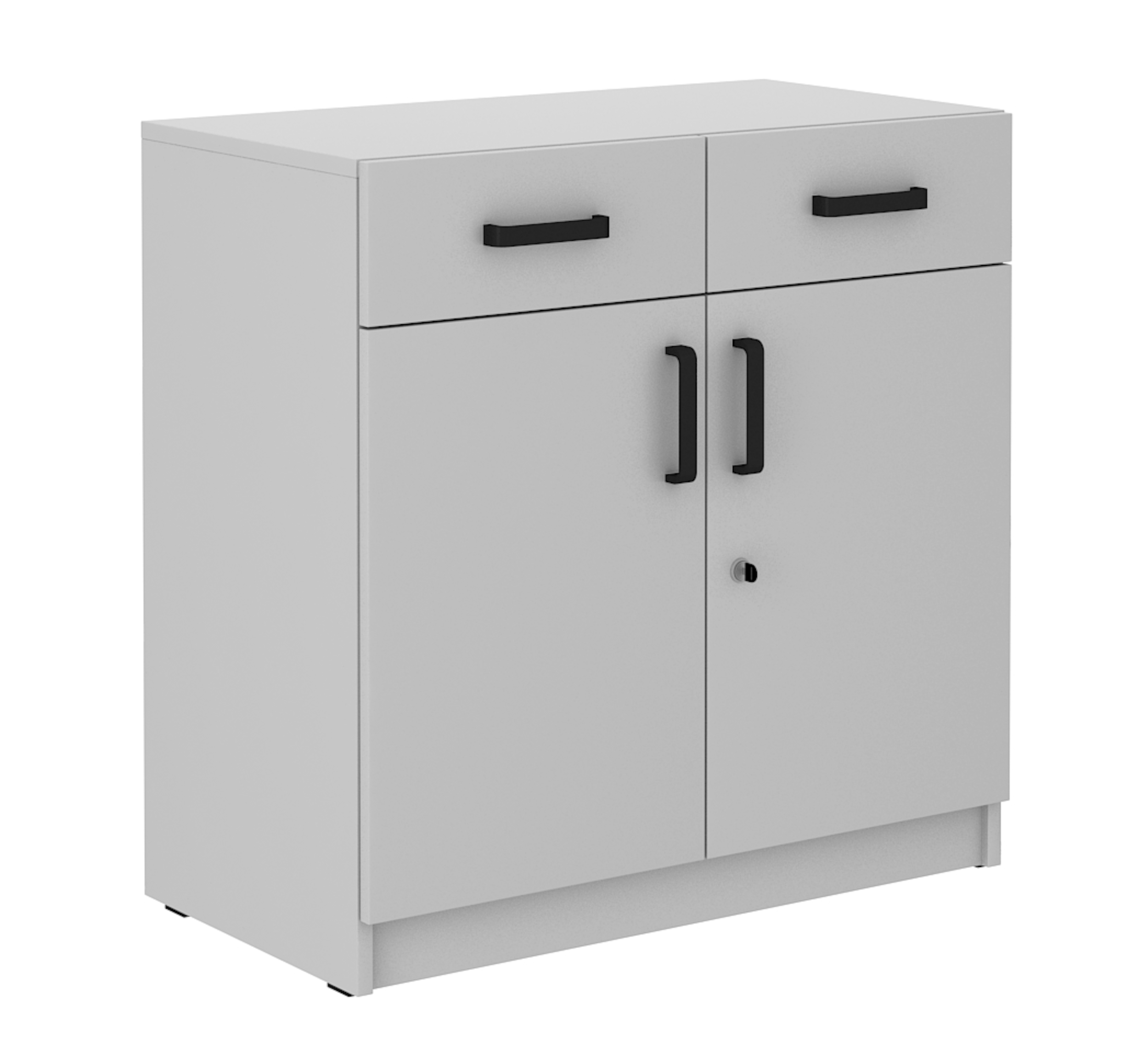 Komoda dwudrzwiowa Stundly z szufladami 80 cm Szary - zdjęcie 1