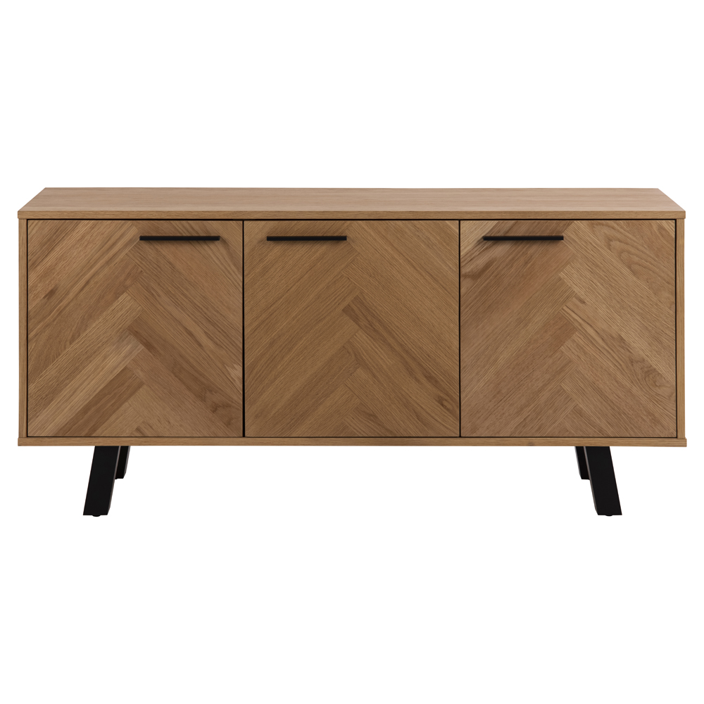 Komoda niska Tapajoes trzydrzwiowa 71x150 cm w jodełkę ciemna - zdjęcie 1