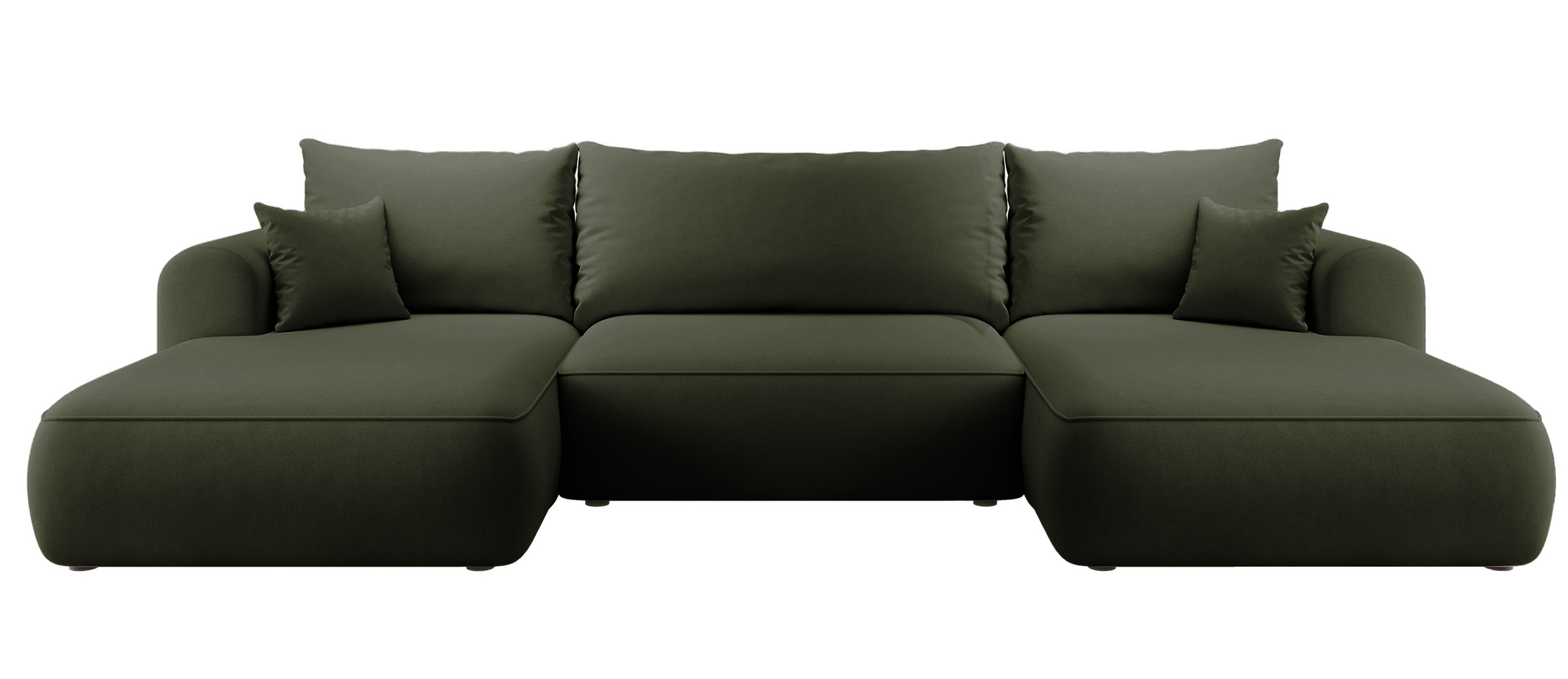 Narożnik z funkcją spania Ovo U-kształtny z pojemnikiem oliwkowy welur łatwoczyszczący uniwersalny