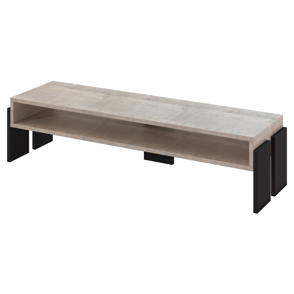 Szafka RTV Hargivolo 120 cm dąb platynowy-czarny - zdjęcie 1