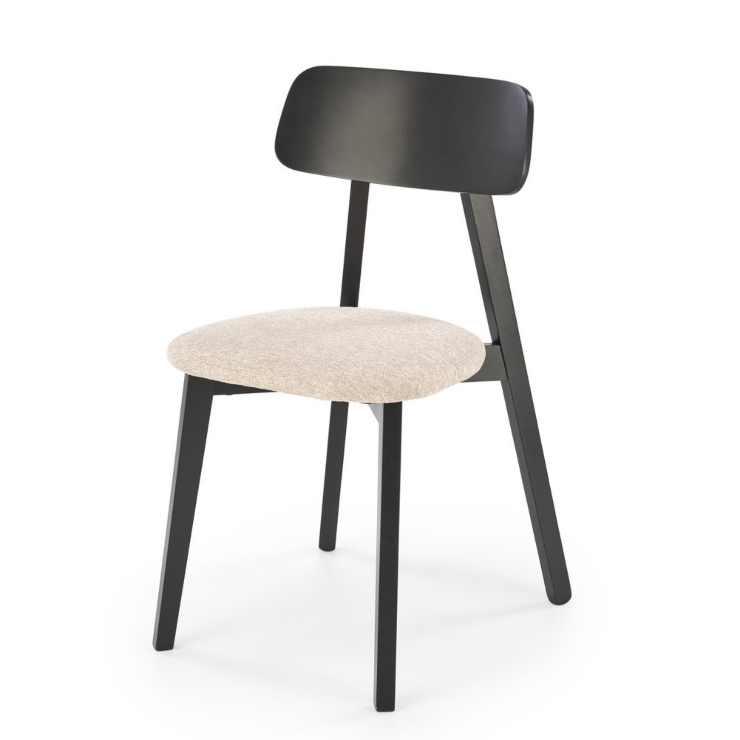 Krzesło drewniane Liveilly z tapicerowanym beżowym siedziskiem - zdjęcie 1