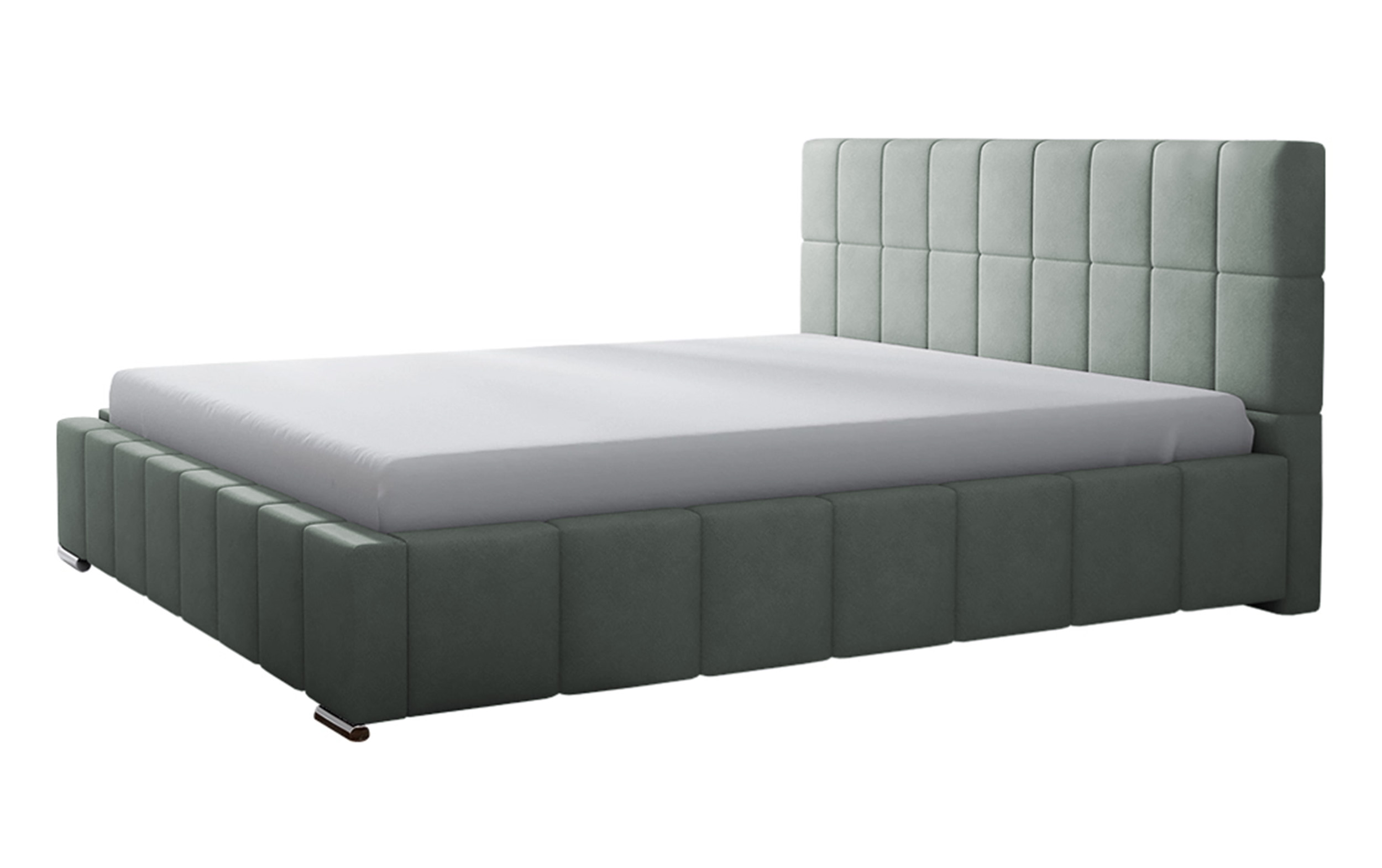 Łóżko tapicerowane Vibone 160x200 ze stelażem metalowym i pojemnikiem szałwiowe hydrofobowe - zdjęcie 1