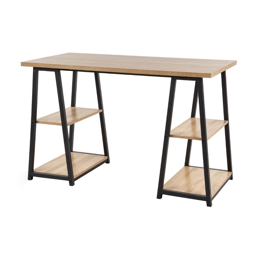 Biurko Pardesca 120x60 cm dąb sonoma - czarny z czterema półkami - zdjęcie 1