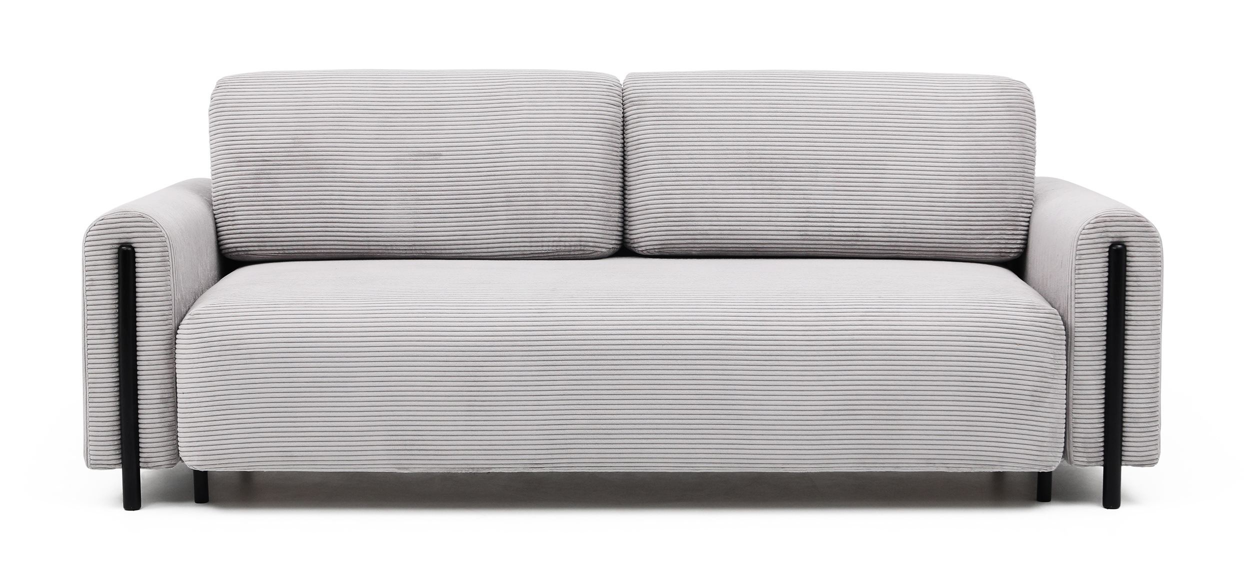 Kanapa rozkładana trzyosobowa Cavalese z pojemnikiem na czarnych nóżkach szarobeżowa sztruks - zdjęcie 1