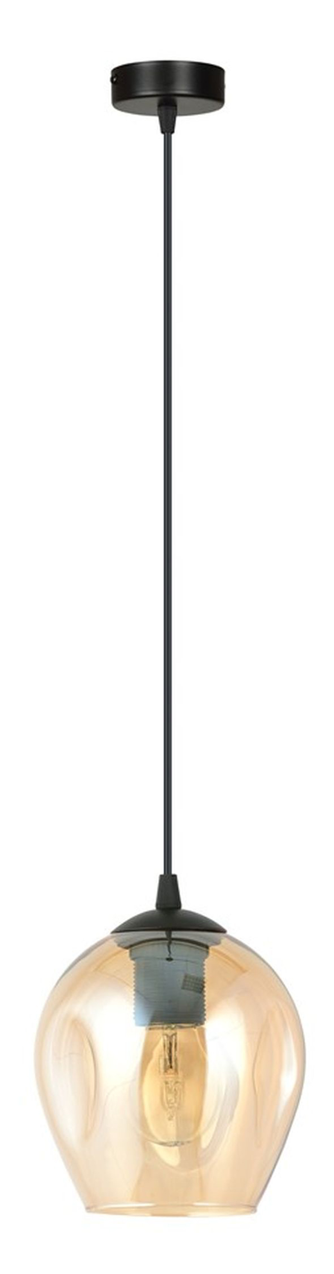 Lampa wisząca Istar czarna z miodowym kloszem x1 - zdjęcie 1