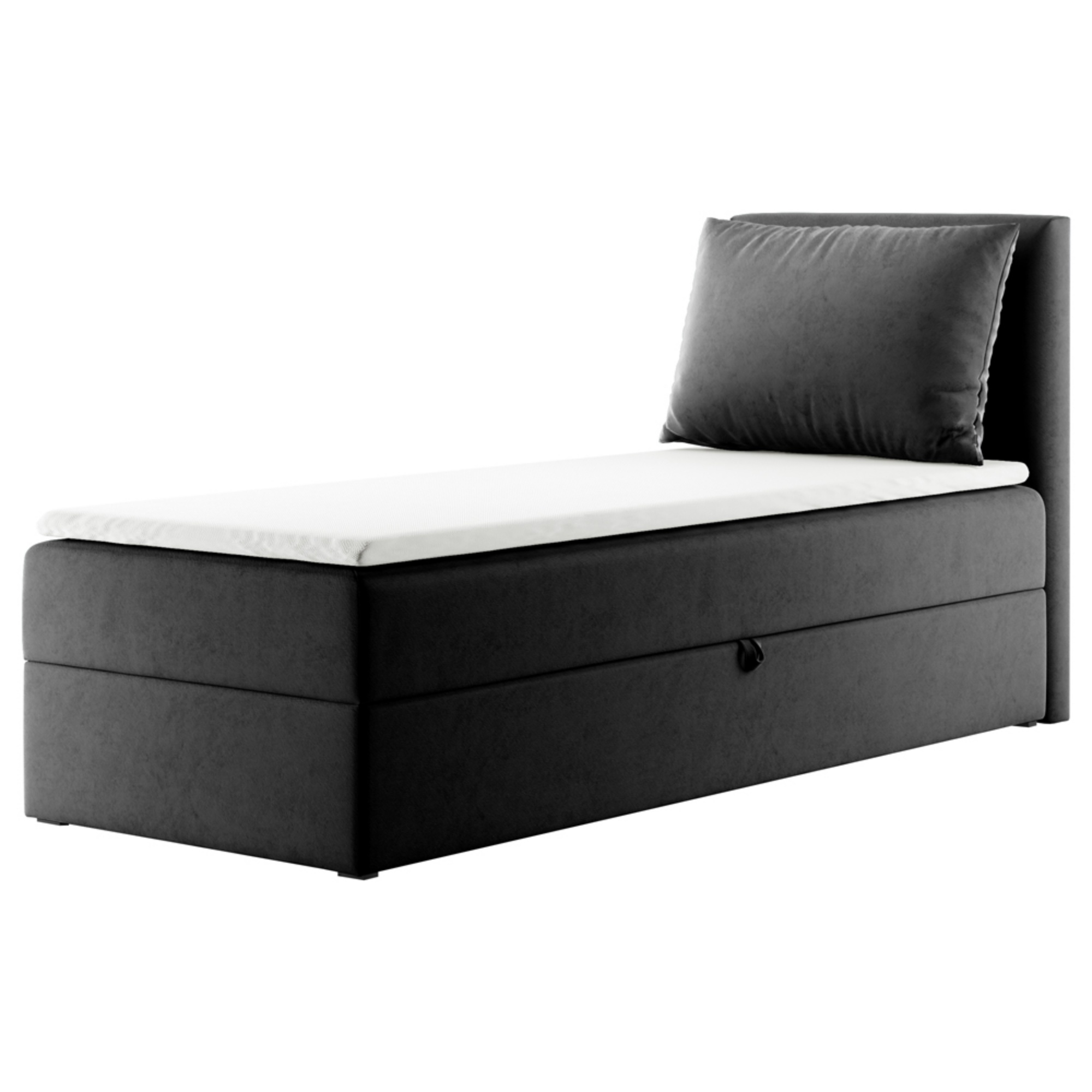 Łóżko kontynentalne 90x200 cm Fayence z pojemnikiem i topperem jednoosobowe szare - zdjęcie 16