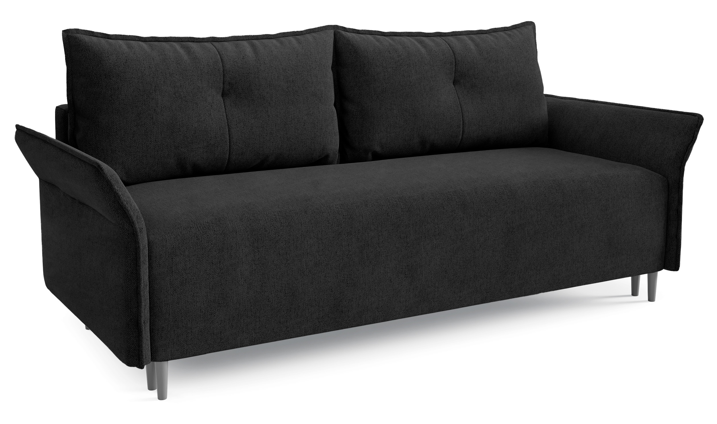 Kanapa rozkładana Aston z pojemnikiem na pościel czarna plecionka - zdjęcie 1