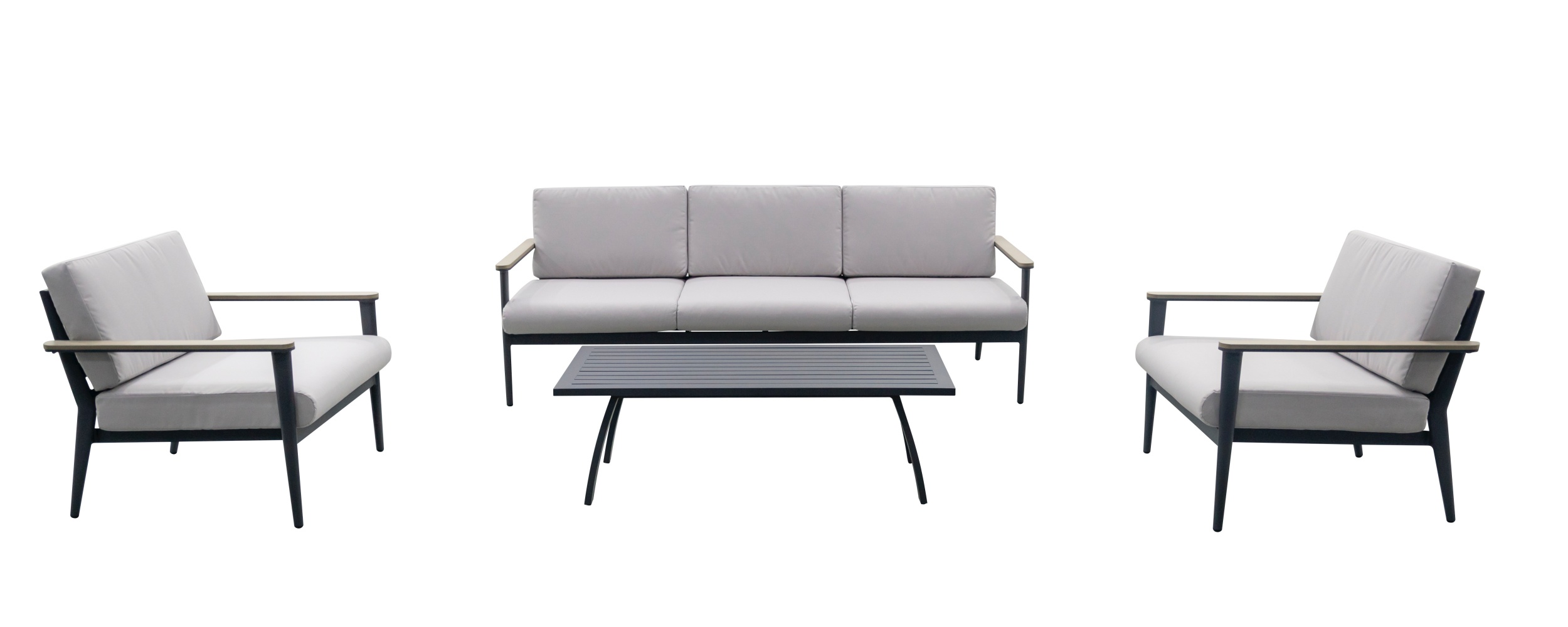 Zestaw ogrodowy pięcioosobowy Botteno aluminiowy szaro/czarny - zdjęcie 1