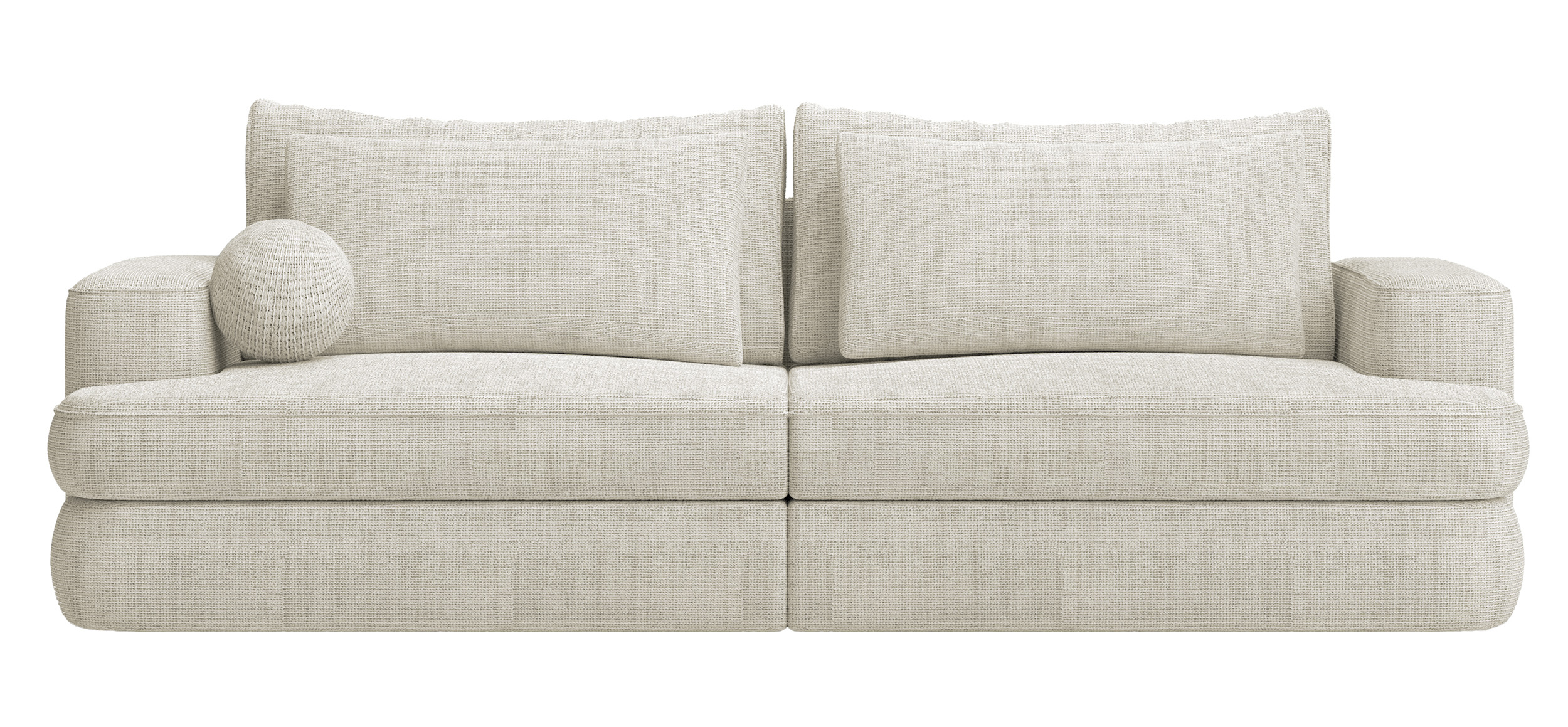 Kanapa rozkładana trzyosobowa Melio z pojemnikiem szarobeżowa plecionka - zdjęcie 1