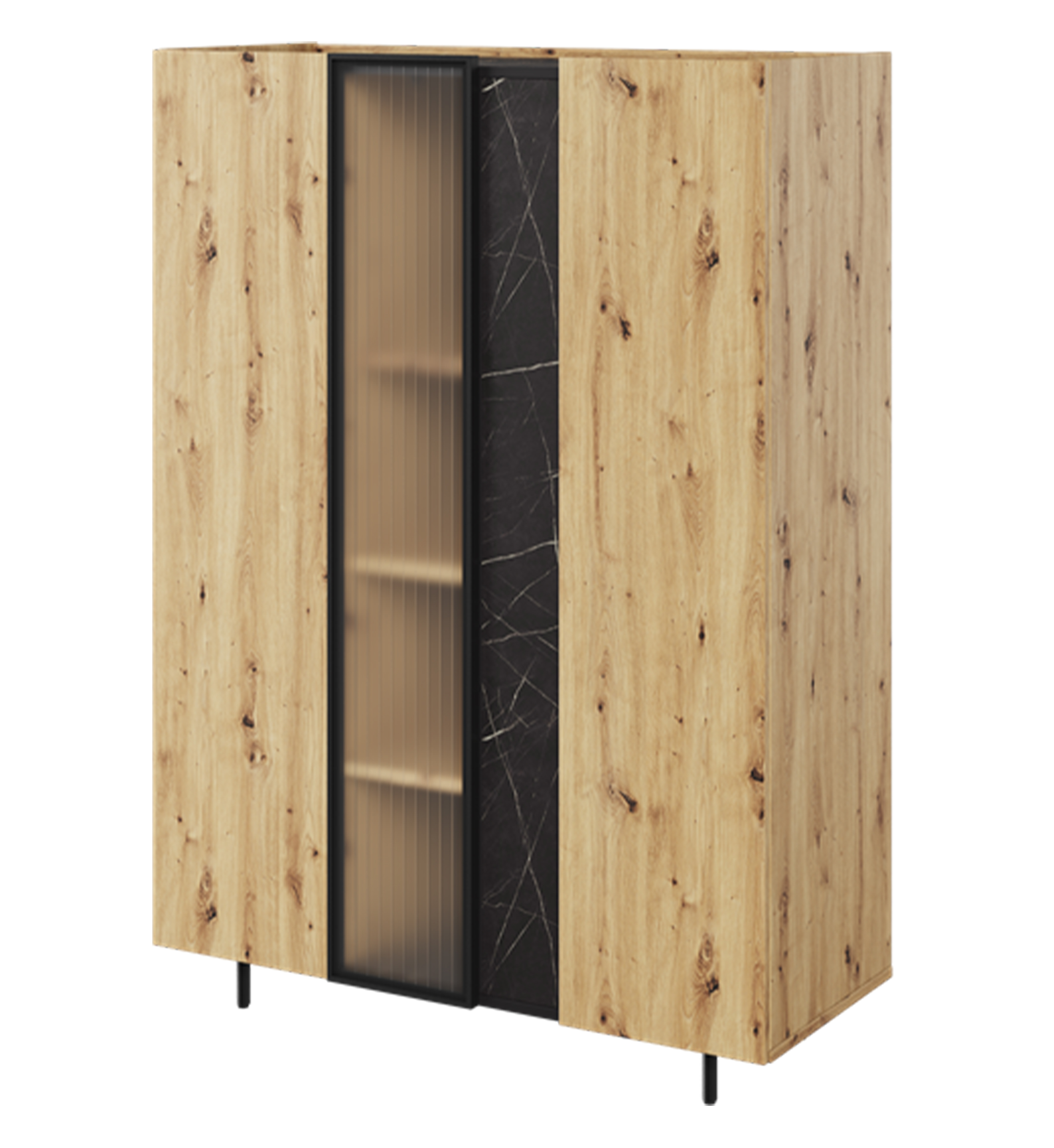 Witryna niska Marmo 100 cm z oświetleniem Dąb artisan/San sebastian - zdjęcie 1