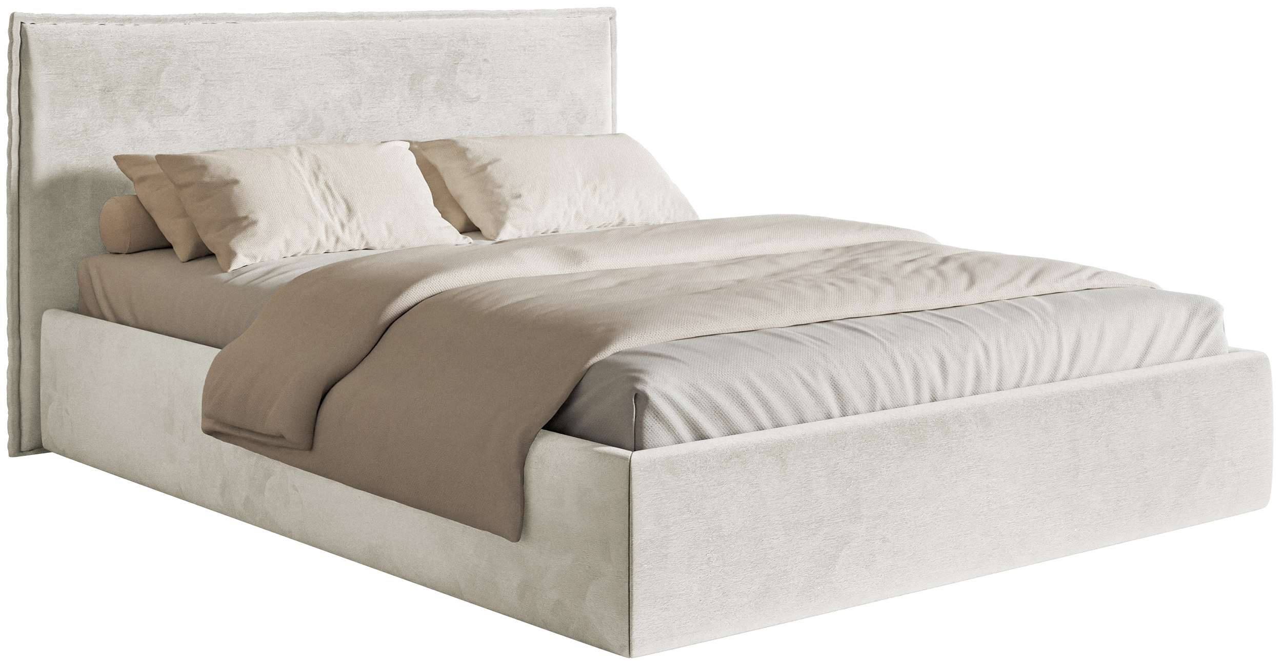 Łóżko tapicerowane 140x200 cm Softie Slim szarobeżowe welur hydrofobowy  - zdjęcie 1