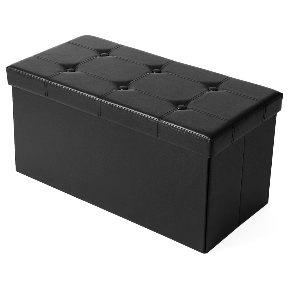 Kufer pikowany Riatella 76x38 cm z ekoskóry czarny - zdjęcie 1