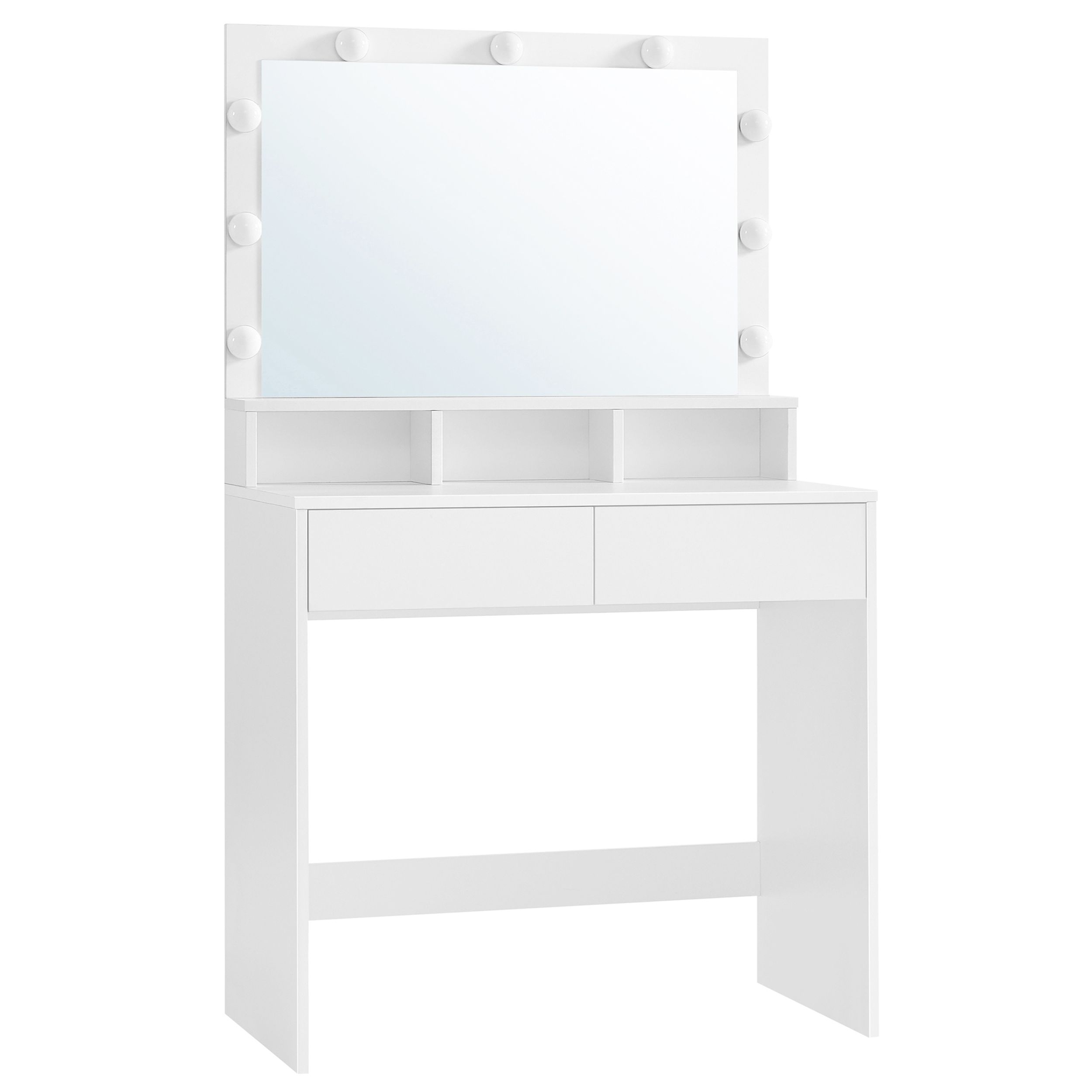 Toaletka Brneta z oświetlonym lustrem i dwoma szufladami biała - zdjęcie 1