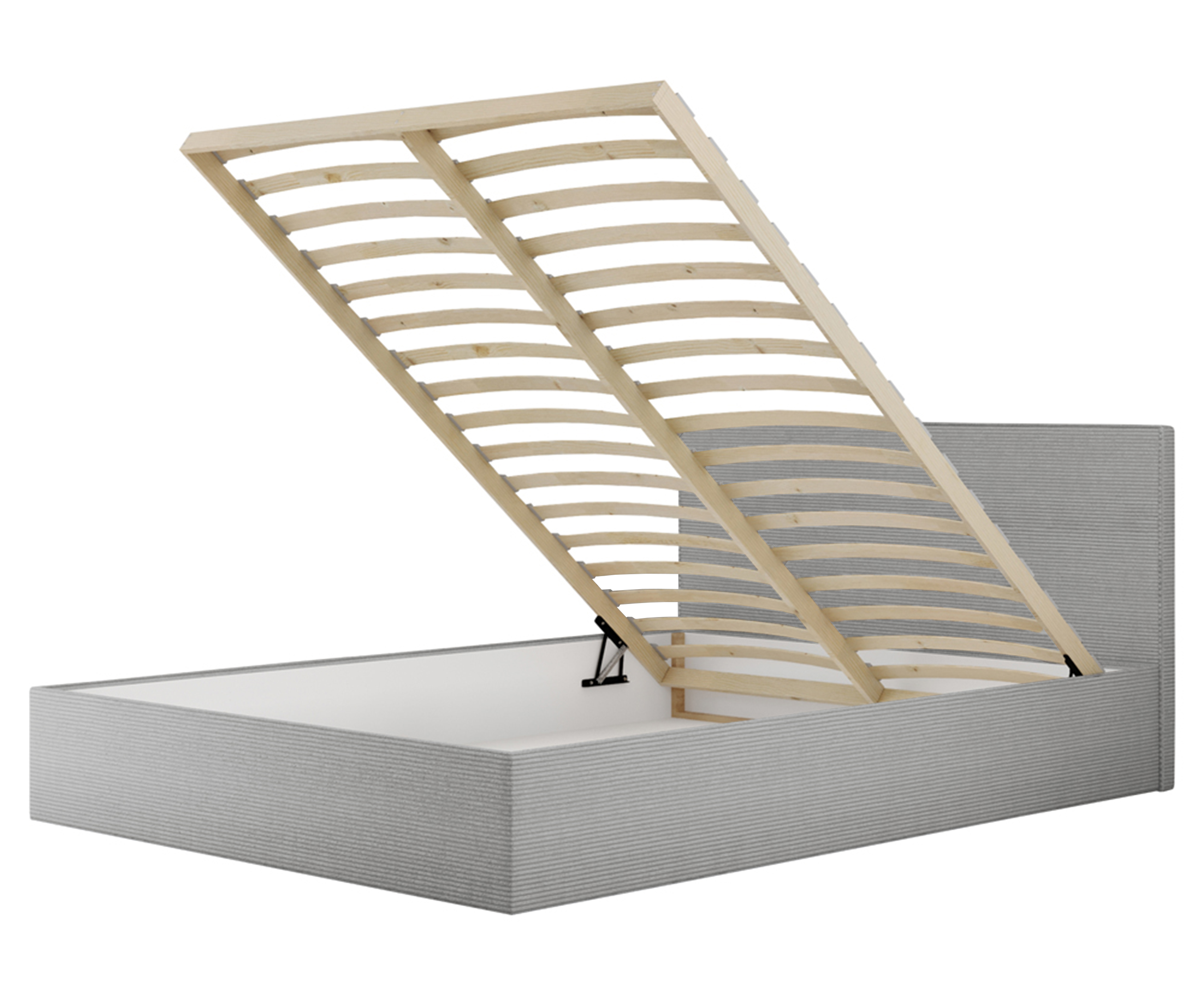 Łóżko tapicerowane 120x200 cm Campile z pojemnikiem jasnoszare sztruks - zdjęcie 1